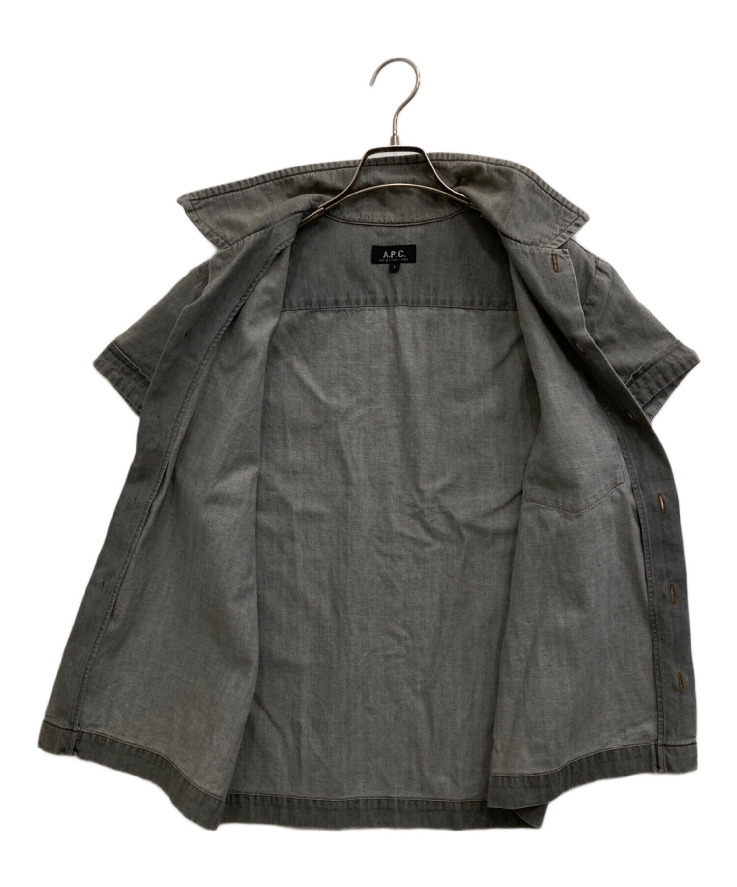 中古・古着通販】A.P.C. (アーペーセー) 半袖デニムシャツ グレー 