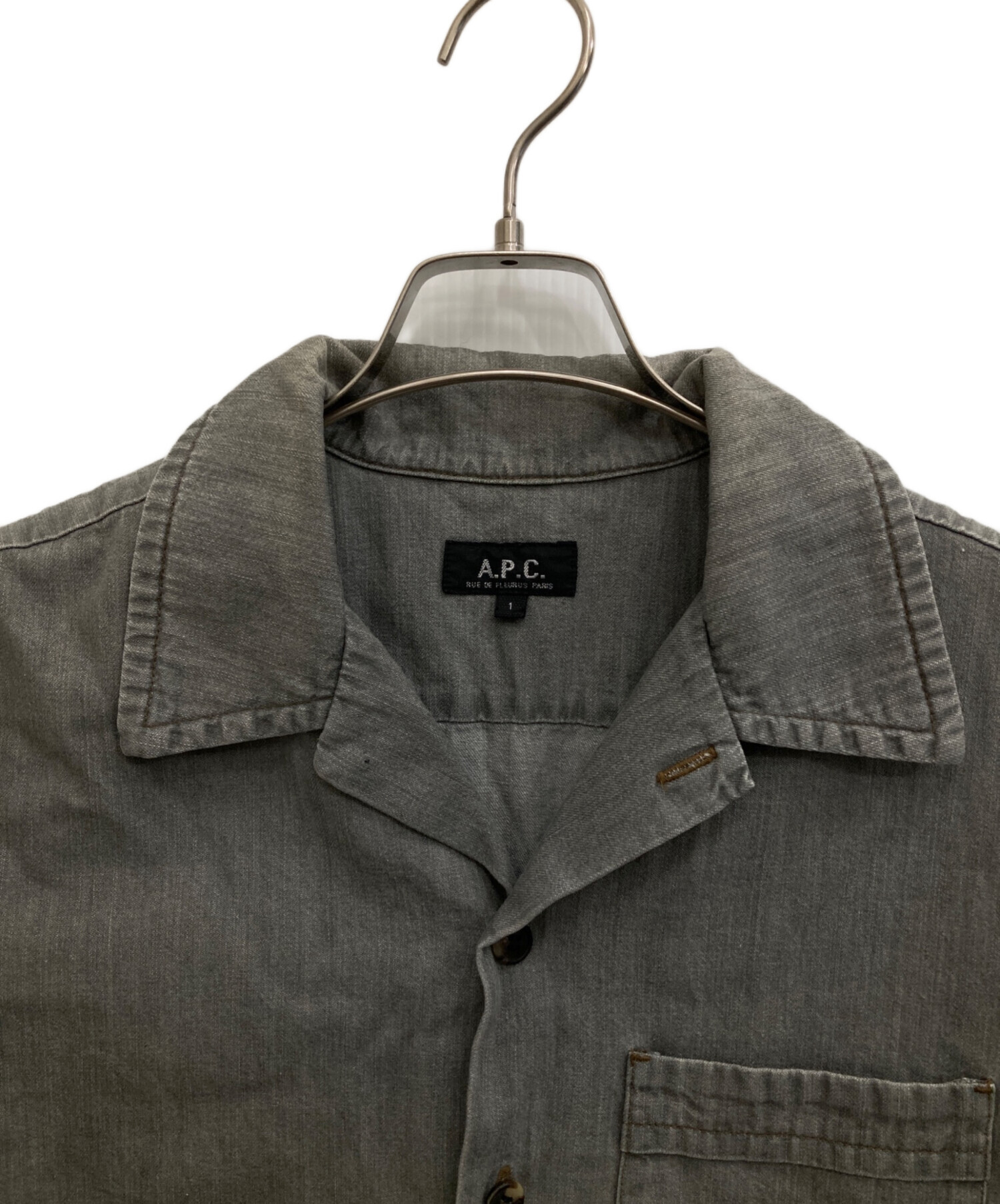 中古・古着通販】A.P.C. (アーペーセー) 半袖デニムシャツ グレー 