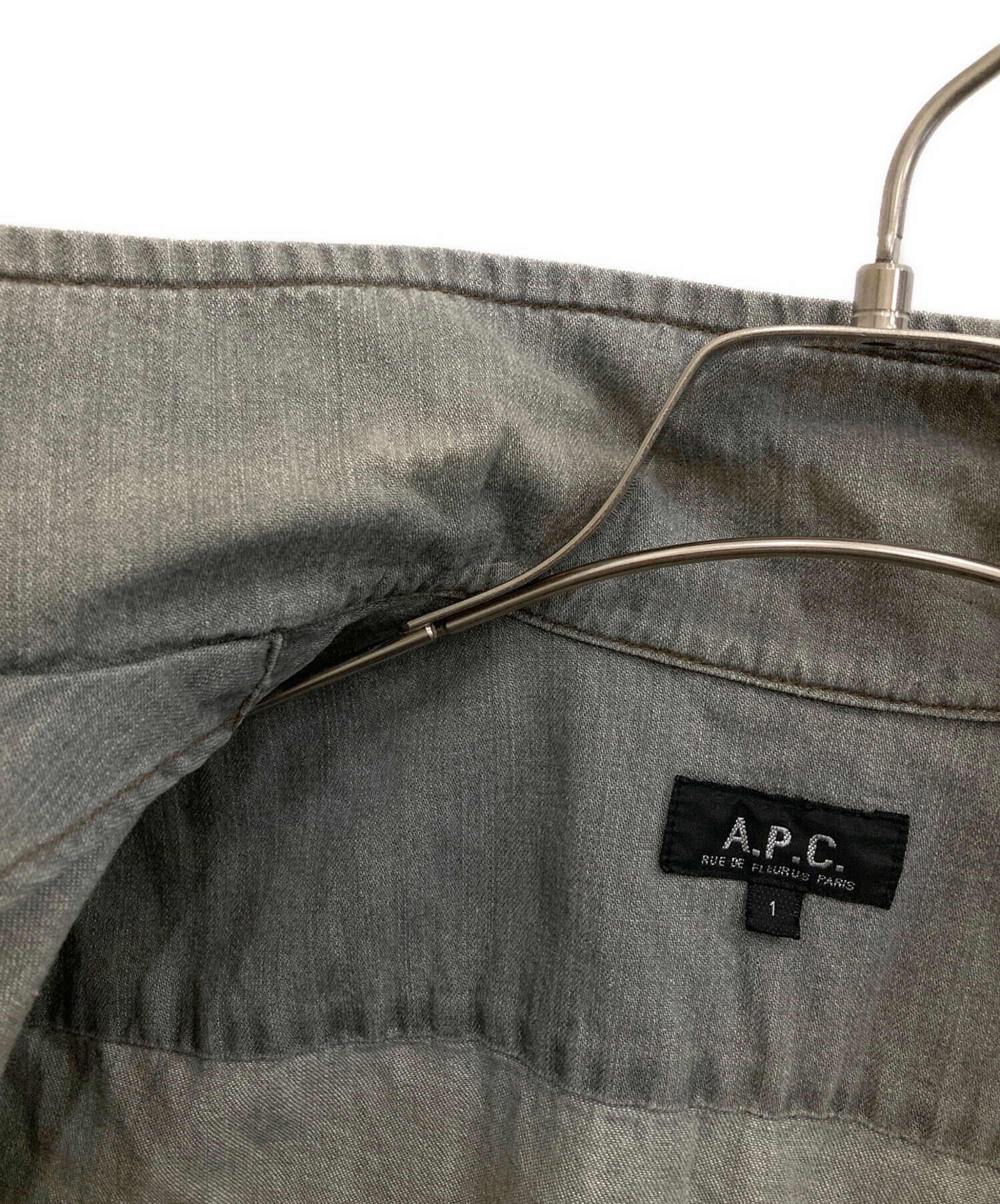 中古・古着通販】A.P.C. (アーペーセー) 半袖デニムシャツ グレー 