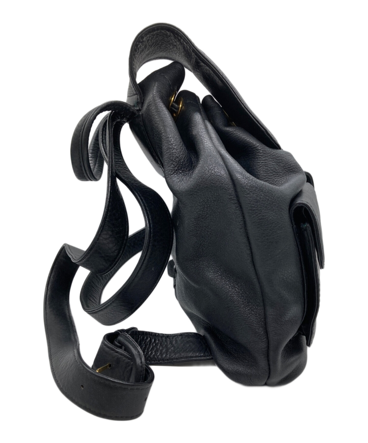 中古・古着通販】HIROFU (ヒロフ) レザーリュック ブラック｜ブランド