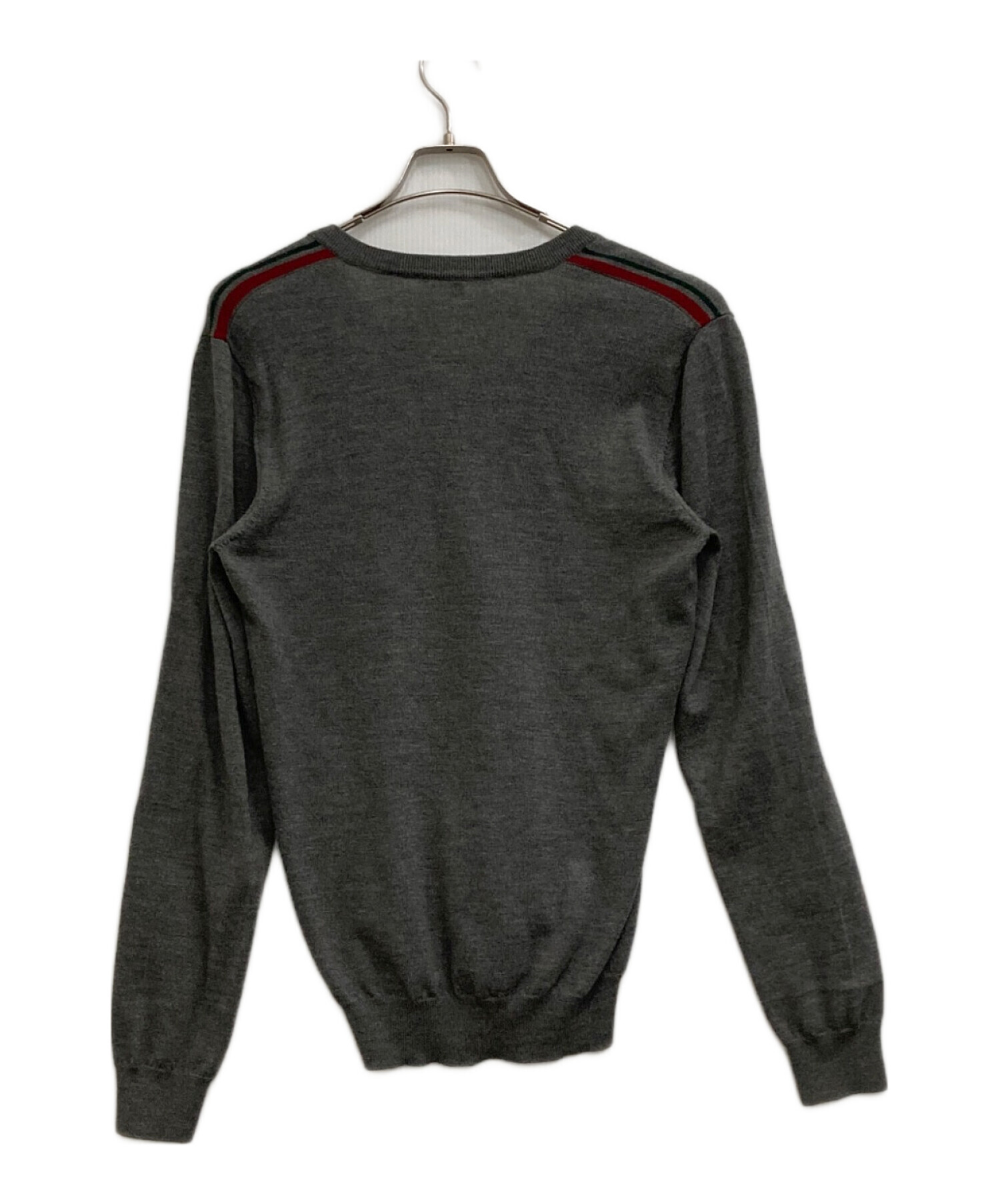 【men's】GUCCI グレー Vネックニット M 中古・古着通販】GUCCI (グッチ) Vネックニット グレー サイズ:S
