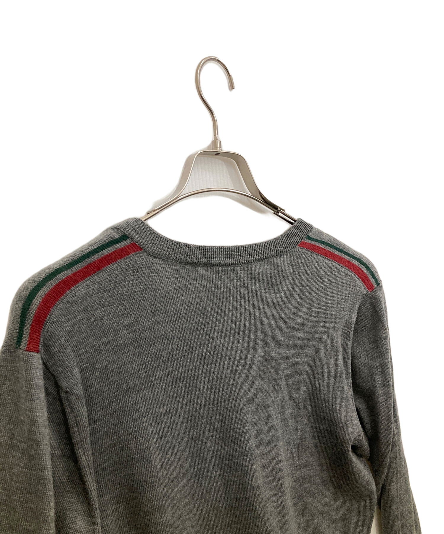 中古・古着通販】GUCCI (グッチ) Vネックニット グレー サイズ:S