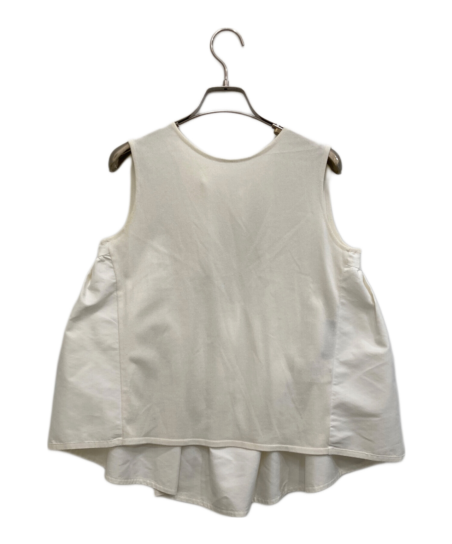 中古・古着通販】FOXEY (フォクシー) Cotton Combo Knit Top ホワイト