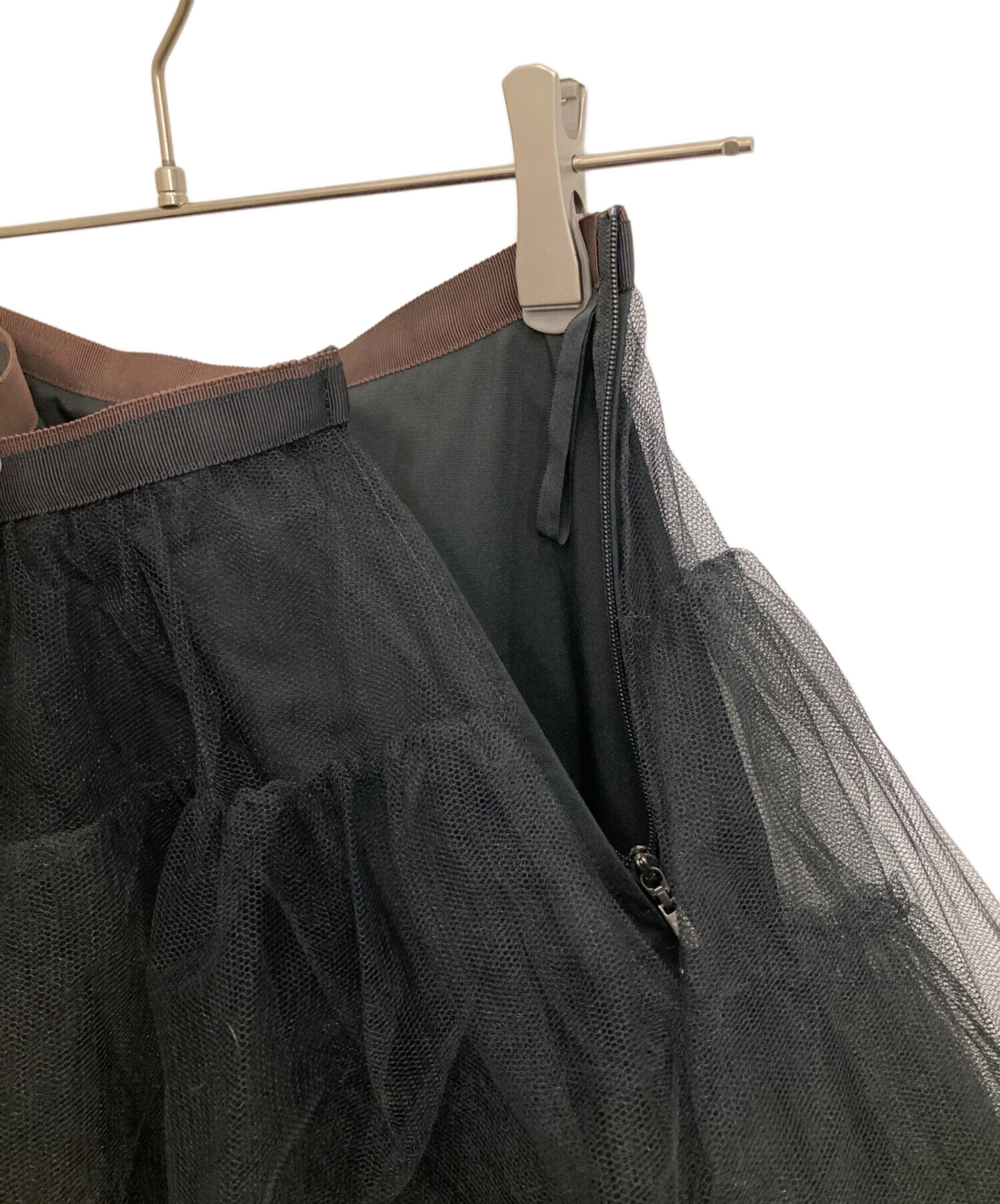 FOXEY パニエ　ブラック　チュールスカート　サイズ　フリー　F ウエストゴム ブラックチュールパニエ FOXEY パニエ ブラック チュールスカート