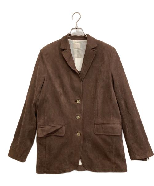 ジャケット・アウター rielle riche knit hoodie brown 中古・古着通販】RIELLE riche (リエルリシェ) テーラードジャケット