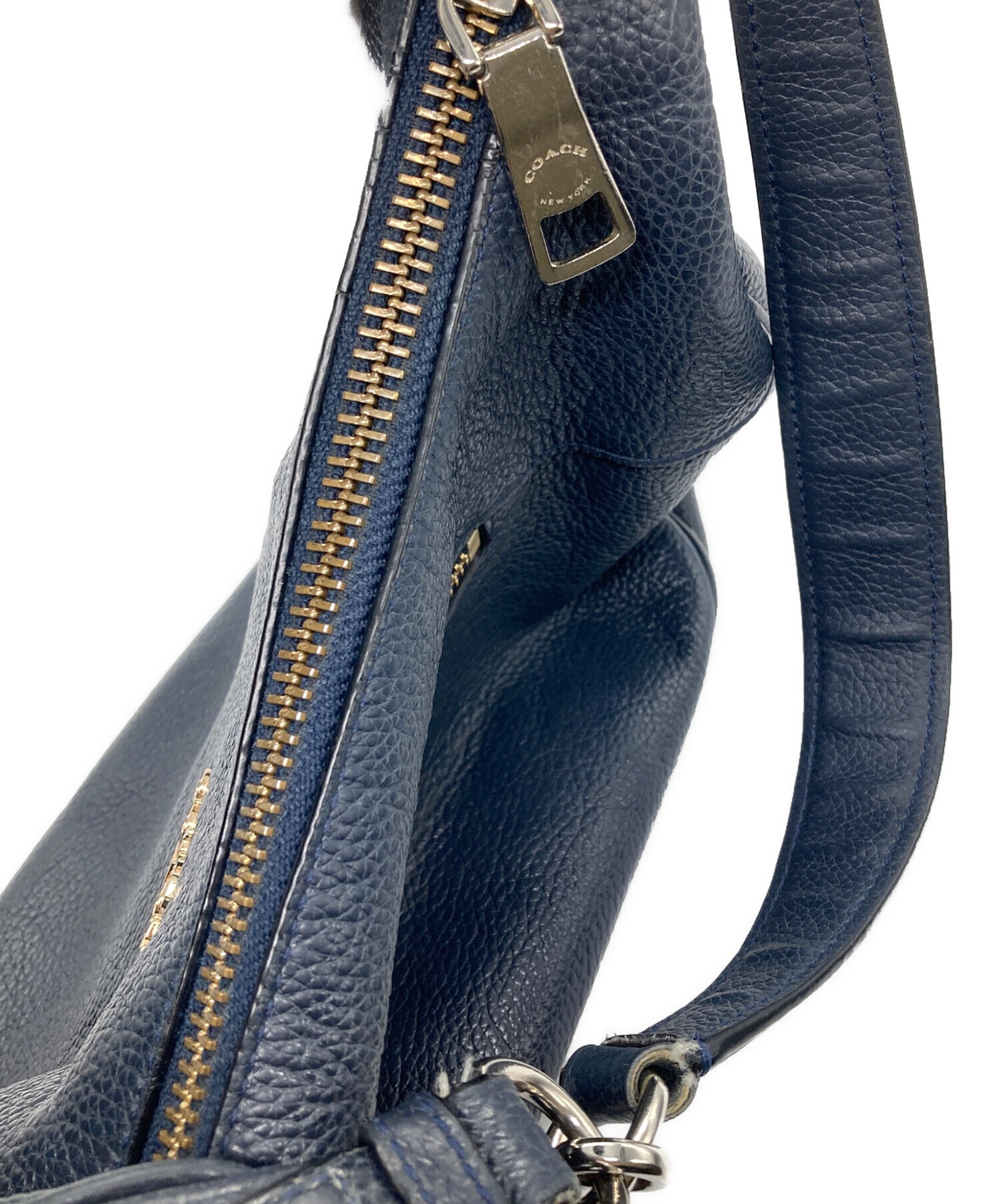 あお様 COACH (コーチ) レザーワンショルダーバッグ ネイビー 493 COACH