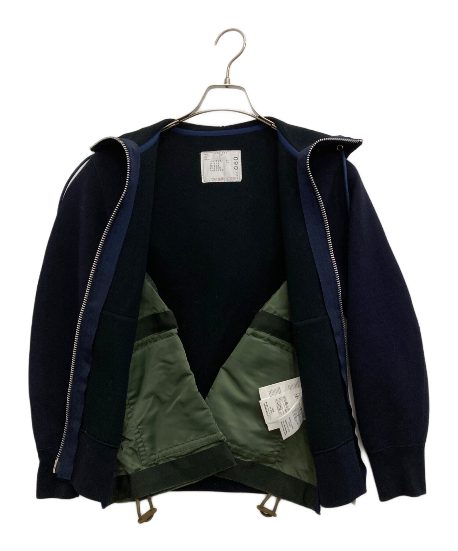 中古・古着通販】sacai (サカイ) ジップパーカー ネイビー サイズ:1