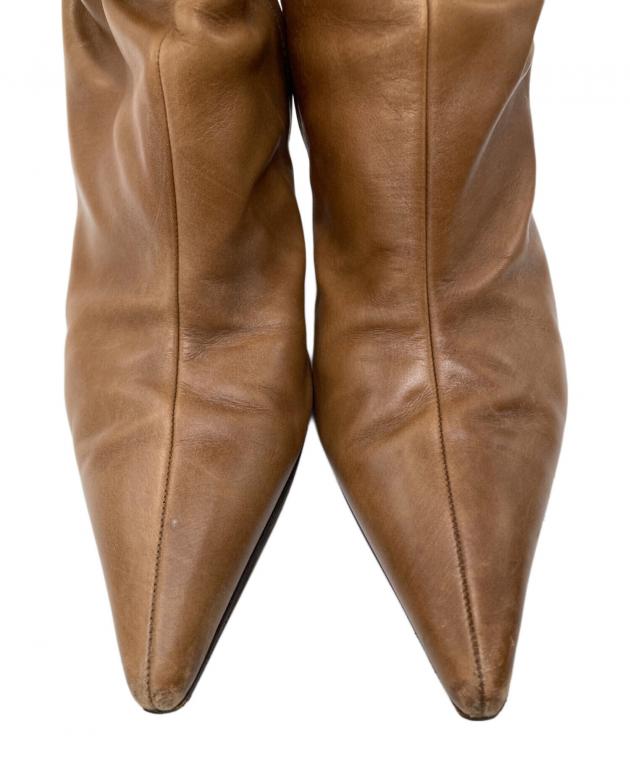 中古・古着通販】PRADA (プラダ) レザーロングブーツ ブラウン サイズ