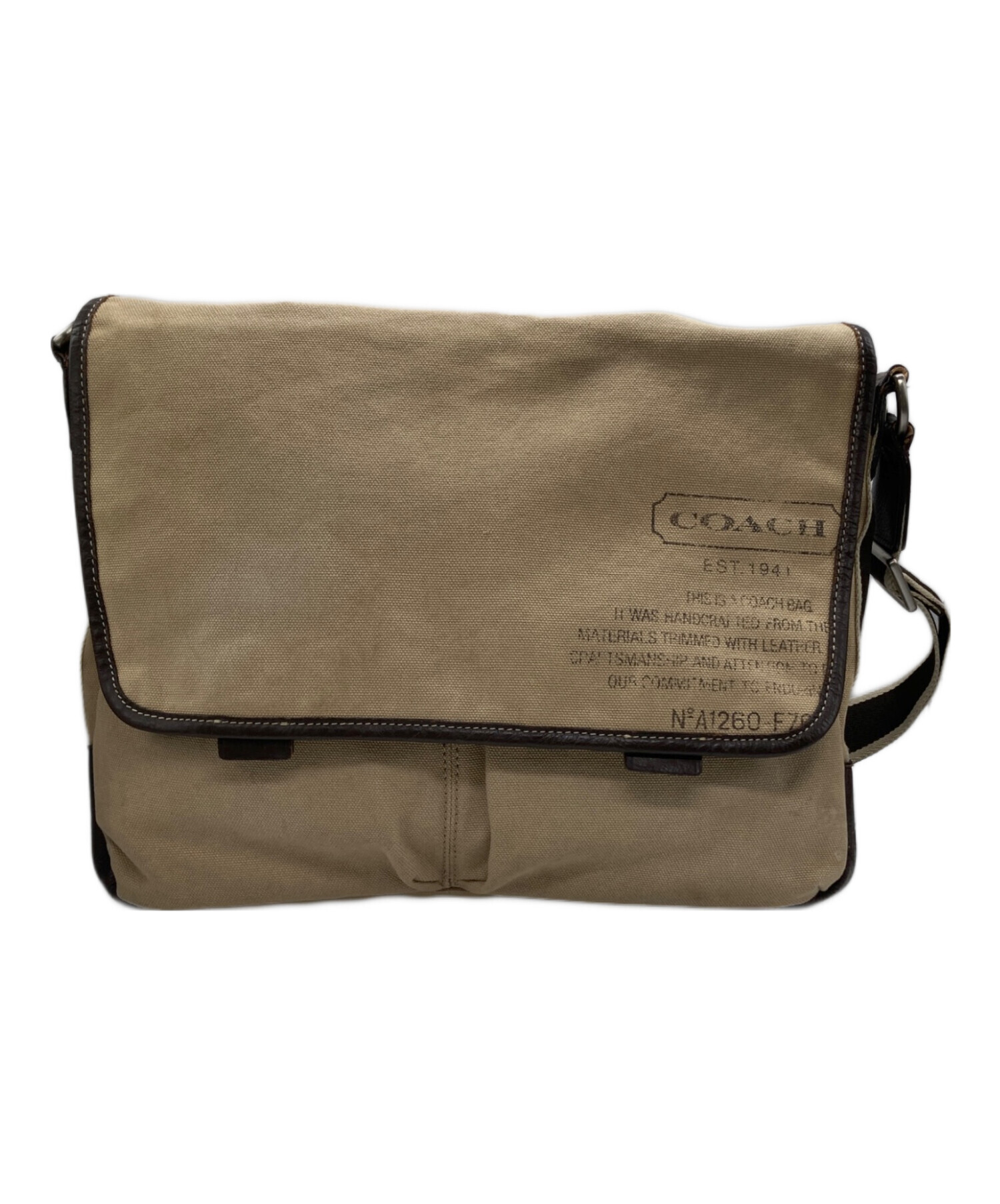中古・古着通販】COACH (コーチ) キャンバスショルダーバッグ ベージュ 