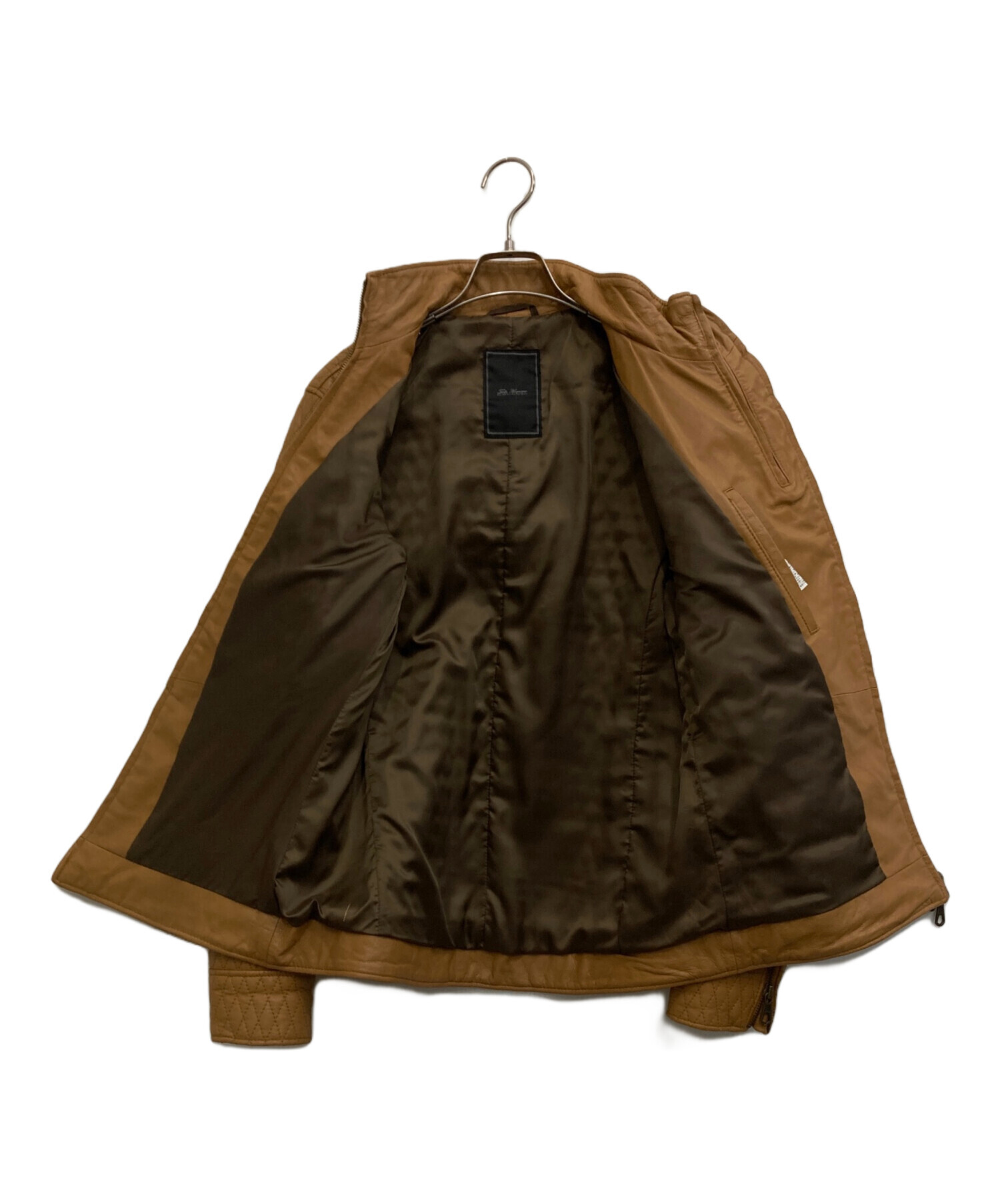 TETE HOMME ラム100% レザーテーラードジャケット ブラウン　本革 中古・古着通販】TETE HOMME (テット オム) レザージャケット ブラウン