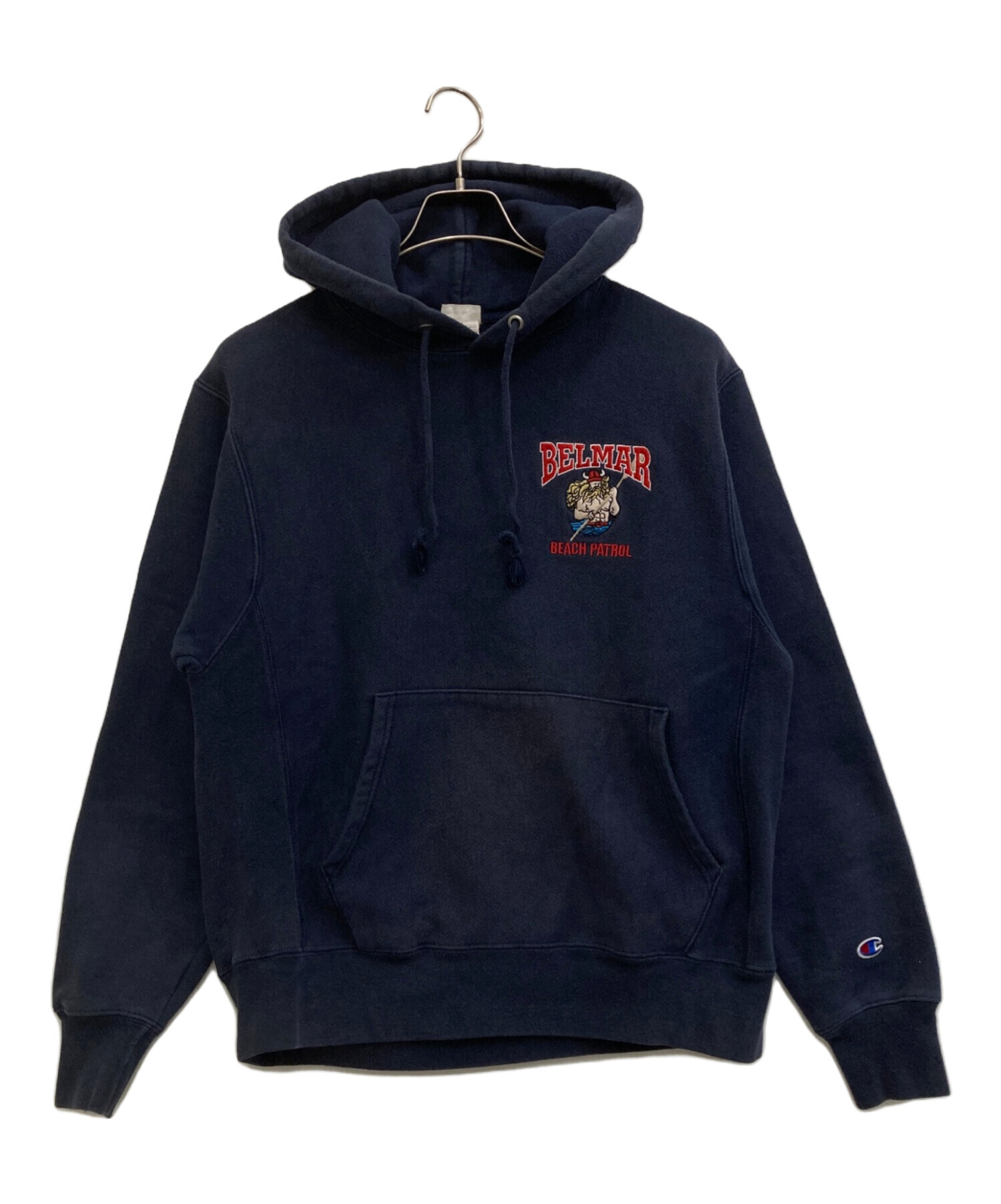 インポート古着Champion/チャンピオンカレッジロゴパーカーM ネイビー 中古・古着通販】Champion (チャンピオン) パーカー ネイビー サイズ:M