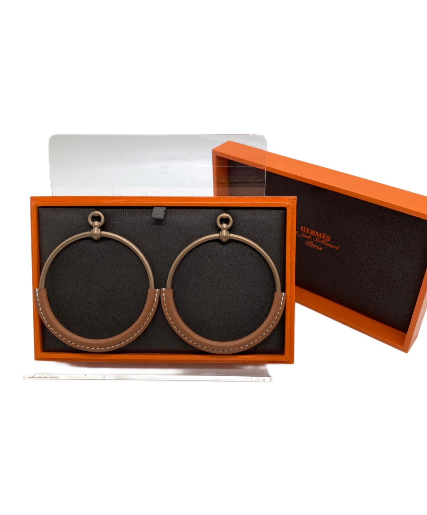 中古・古着通販】HERMES (エルメス) ループピアス ブラウン｜ブランド 