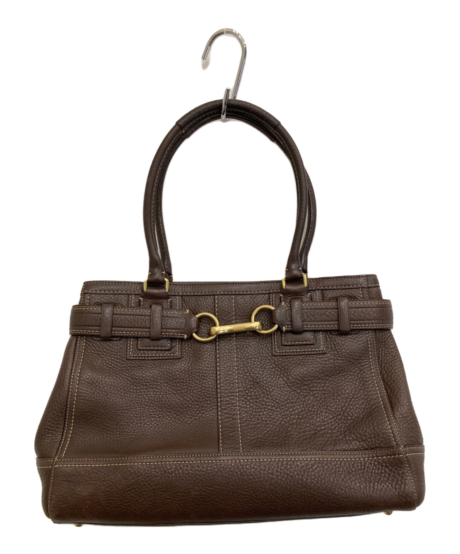 中古・古着通販】COACH (コーチ) レザーハンドバッグ ブラウン 中古・古着通販】COACH (コーチ) レザーハンドバッグ ブラウン