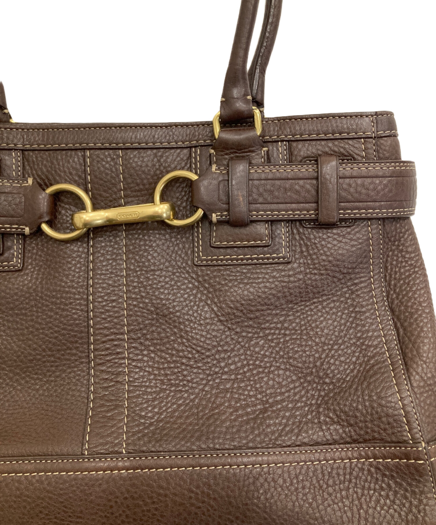 中古・古着通販】COACH (コーチ) レザーハンドバッグ ブラウン 