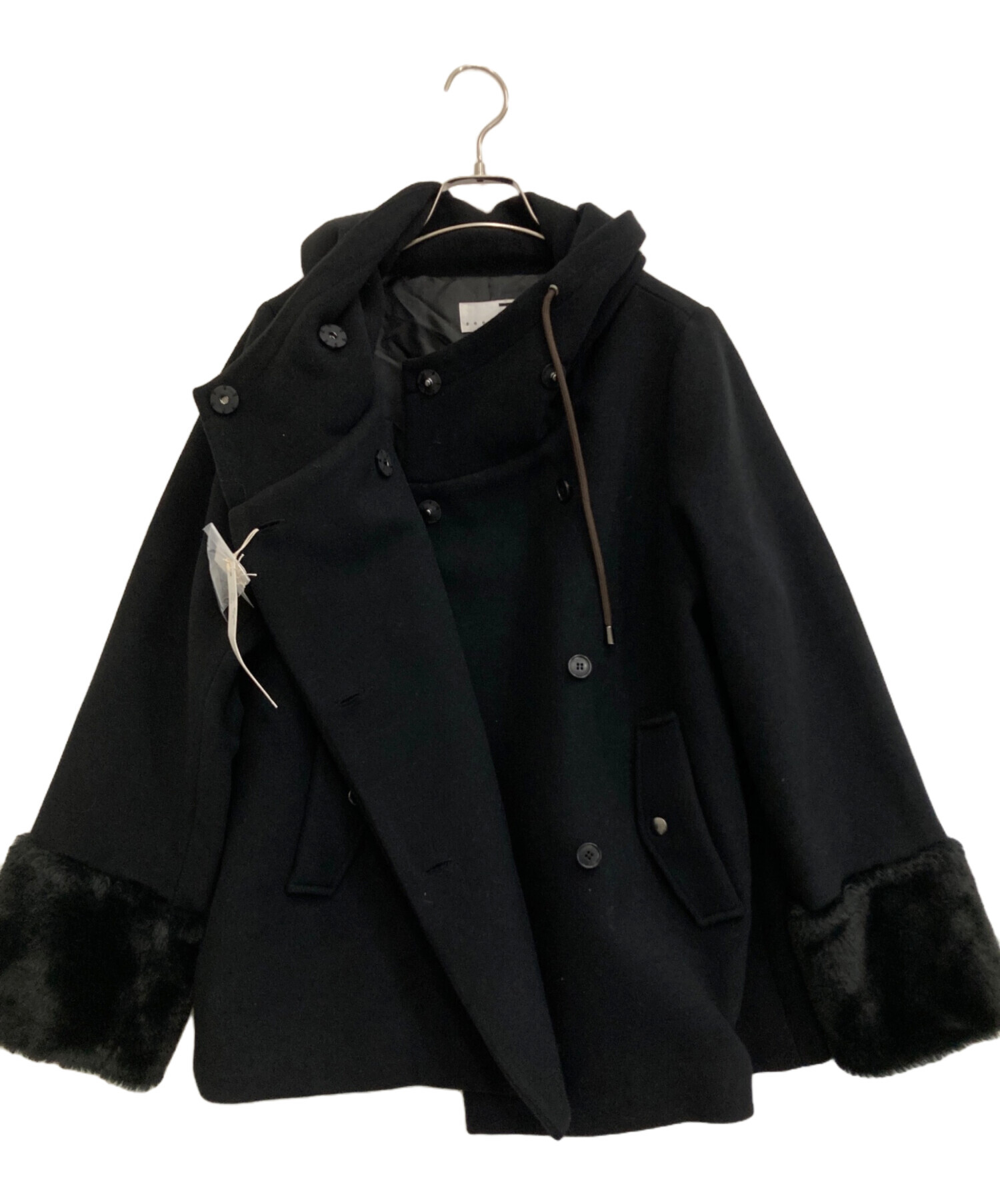 中古・古着通販】soeur7 (スール) フーデッドコート ブラック サイズ:9