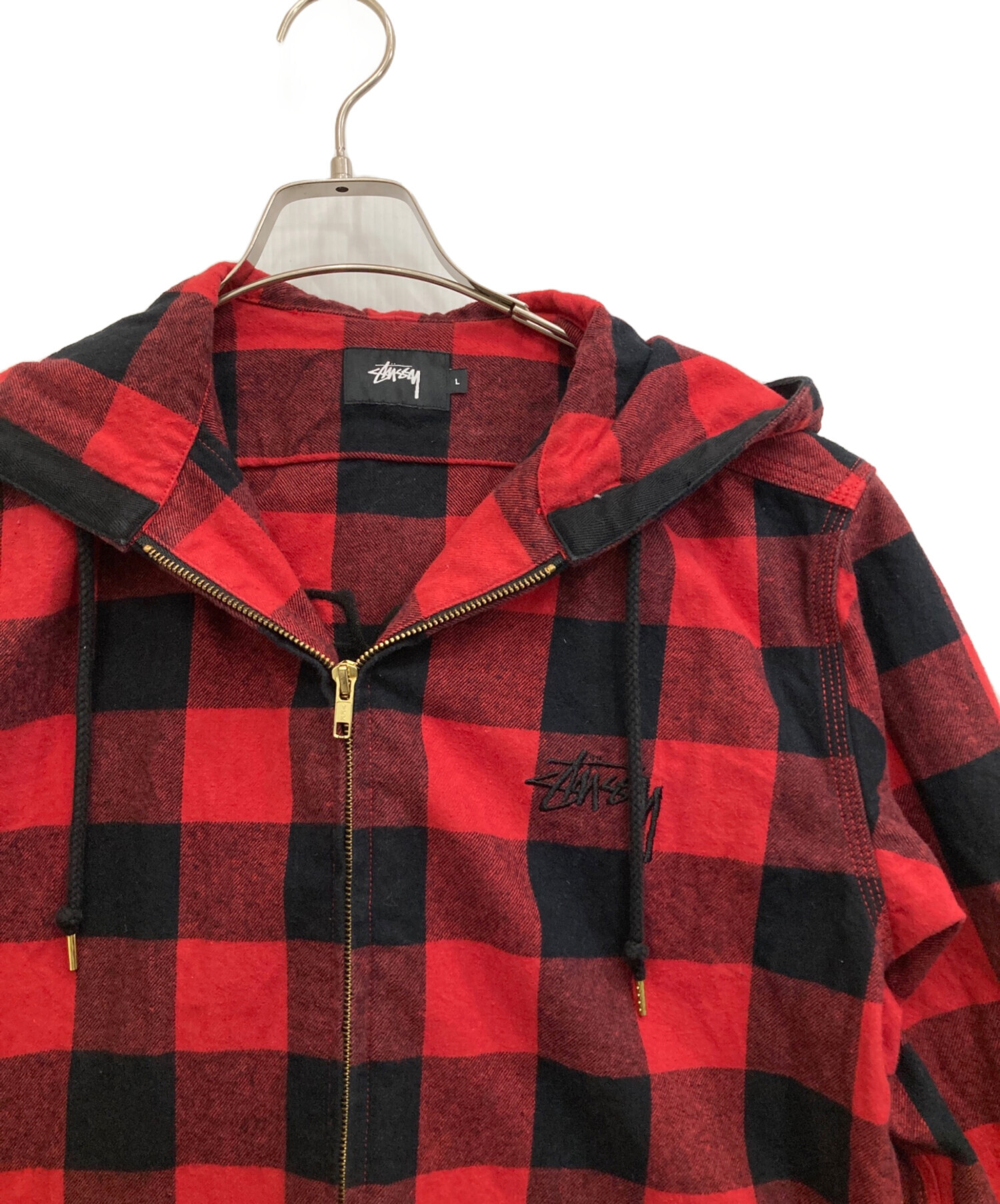 未使用品　ステューシー　オンブレチェック　パーカー 中古・古着通販】stussy (ステューシー) チェック柄ジップパーカー