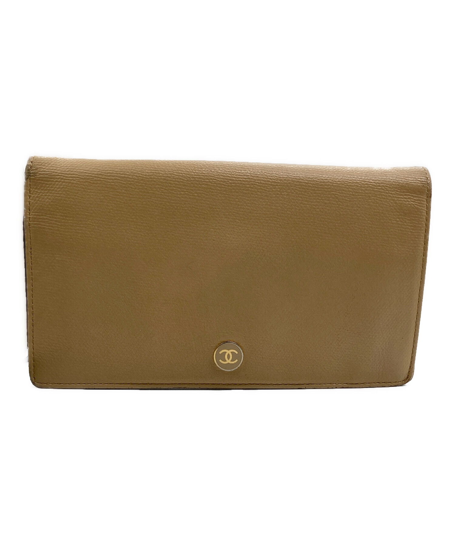 中古・古着通販】CHANEL (シャネル) ココマークボタン長財布 ベージュ 