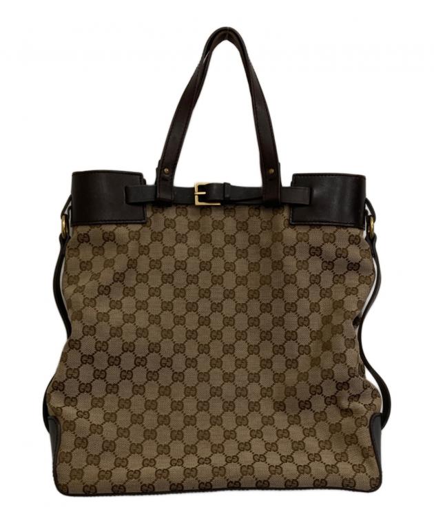 中古・古着通販】GUCCI (グッチ) GGキャンバストートバッグ ブラウン