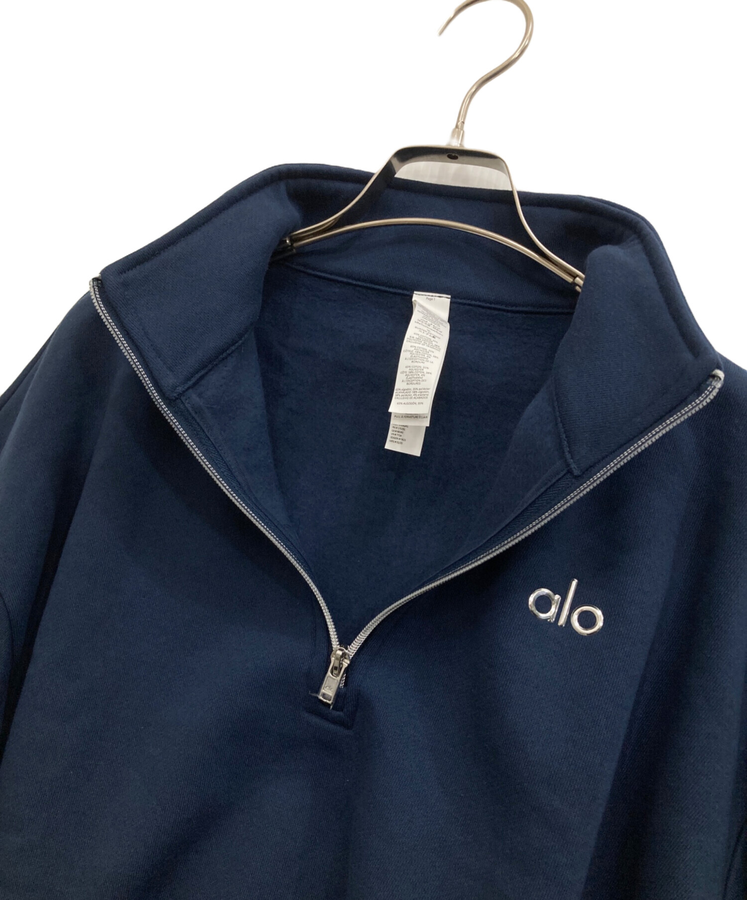alo ネイビー ジップアップジャケット 中古・古着通販】alo (アロ) 1/4 Zip Pullover ネイビー サイズ:S