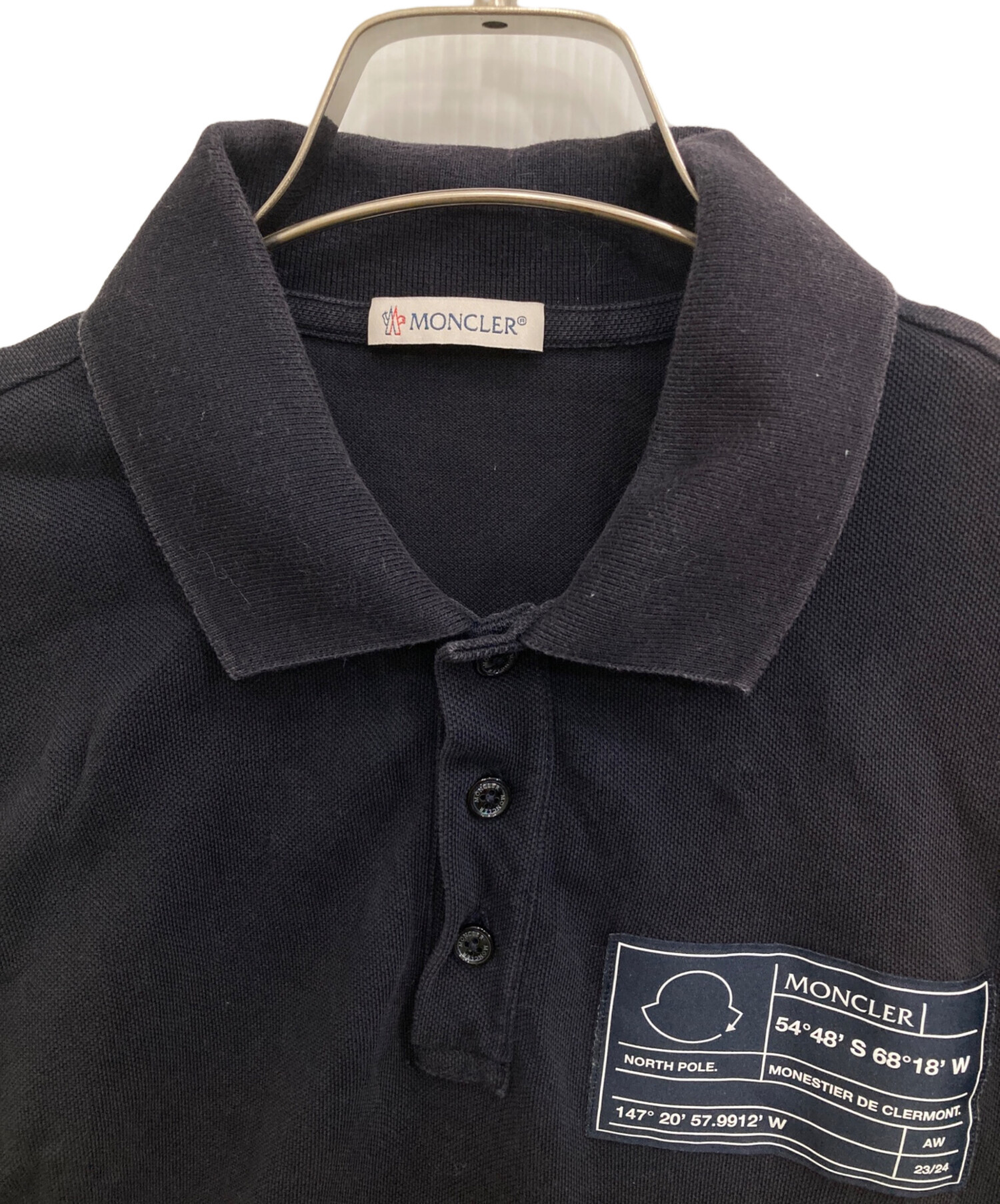 ピザ　MONCLER ネイビー ポロシャツ S 中古・古着通販】MONCLER (モンクレール) サイドラインポロシャツ
