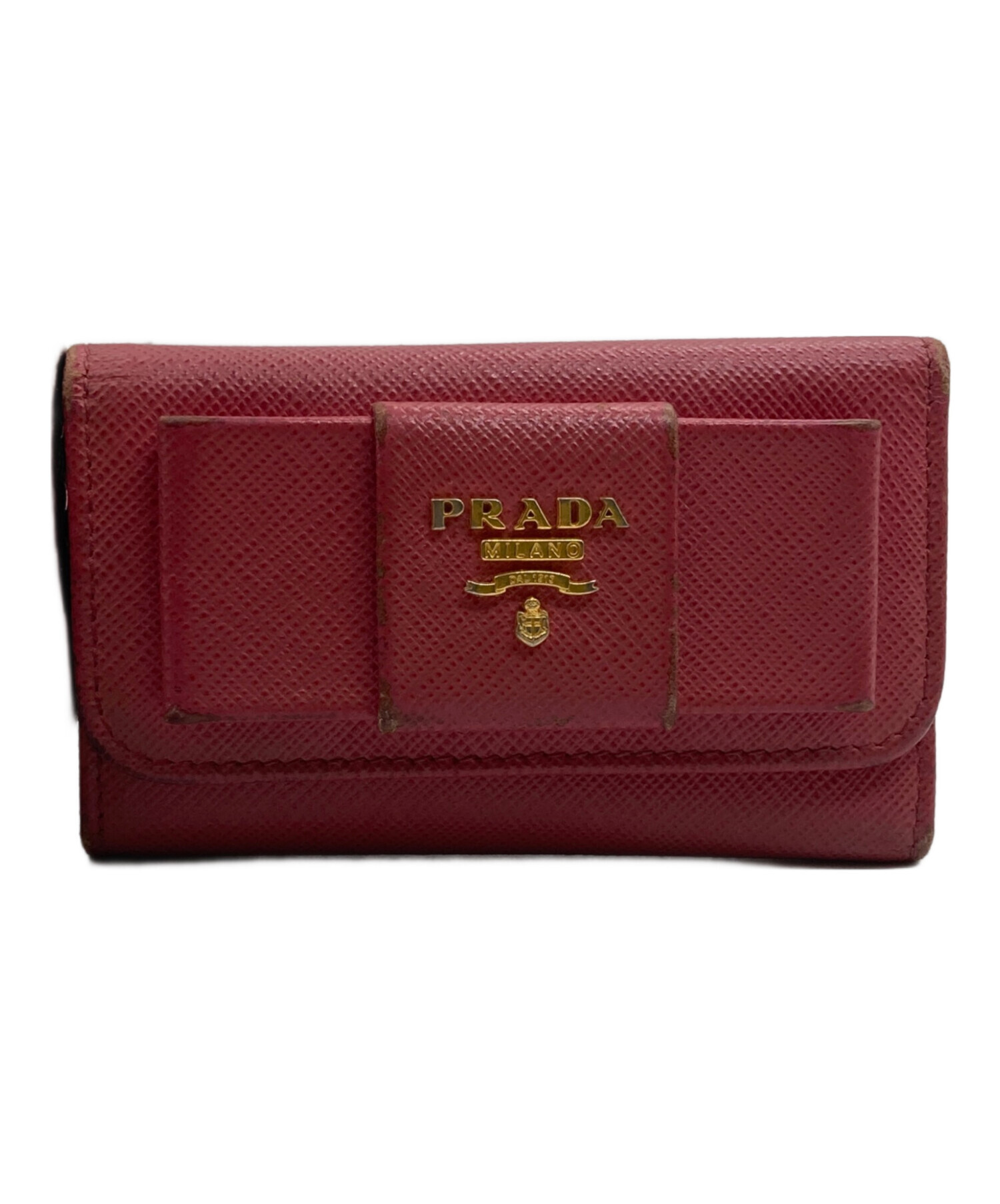 【中古】プラダ6連キーケース　珍しい千鳥格子柄 中古・古着通販】PRADA (プラダ) 6連キーケース ピンク｜ブランド