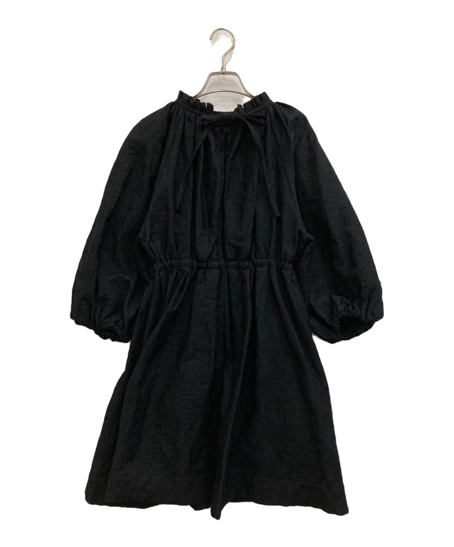 美品 DENHAM Uネック ロングニット チュニック XXSサイズ ブラック レディース 古着 中古 USED d943-1.jpg