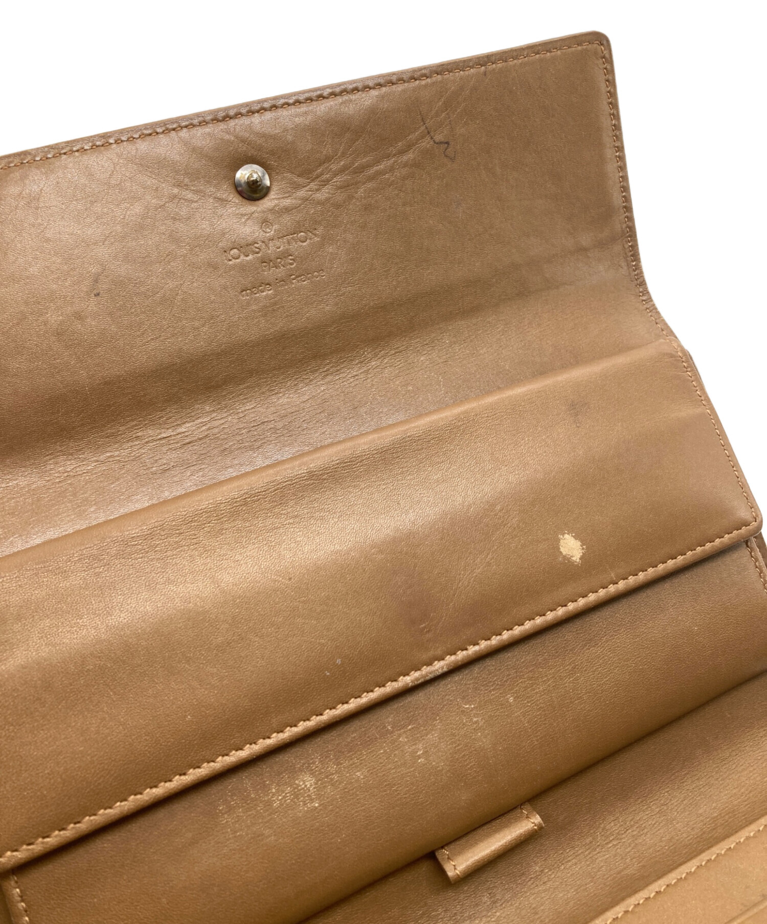 LOUIS VUITTON レザー フラップ ウォレット ベージュ 長財布中古 中古・古着通販】LOUIS VUITTON (ルイ ヴィトン) 長財布 ベージュ