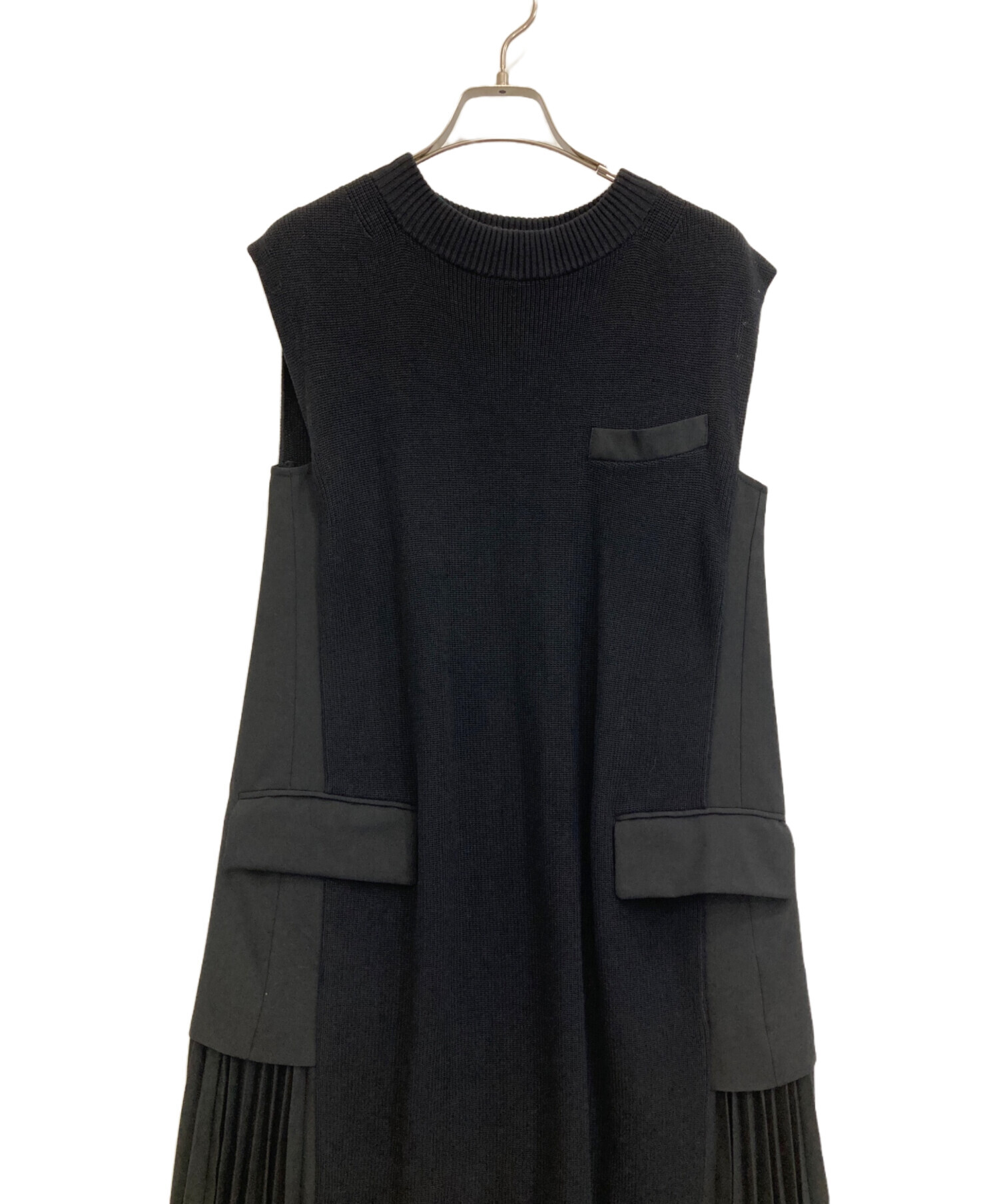 最終価格 サカイ Sacai ワンピース 人気 ma-1 黒 ドッキング 中古・古着通販】sacai (サカイ) MA-1ドッキングレースワンピース