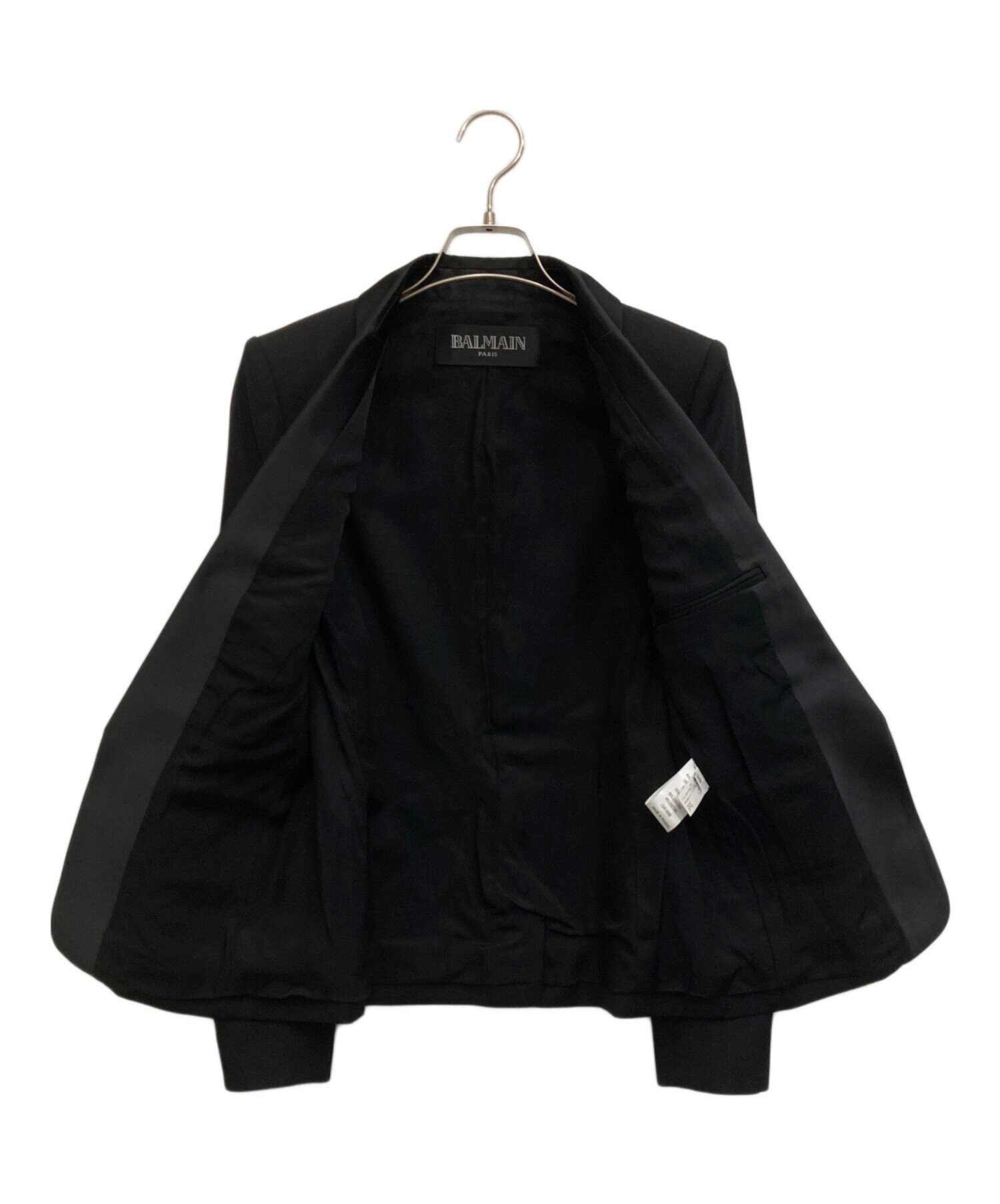 希少BALMAIN ブラック ショートタキシードジャケット 中古・古着通販】BALMAIN (バルマン) タキシードジャケット ブラック