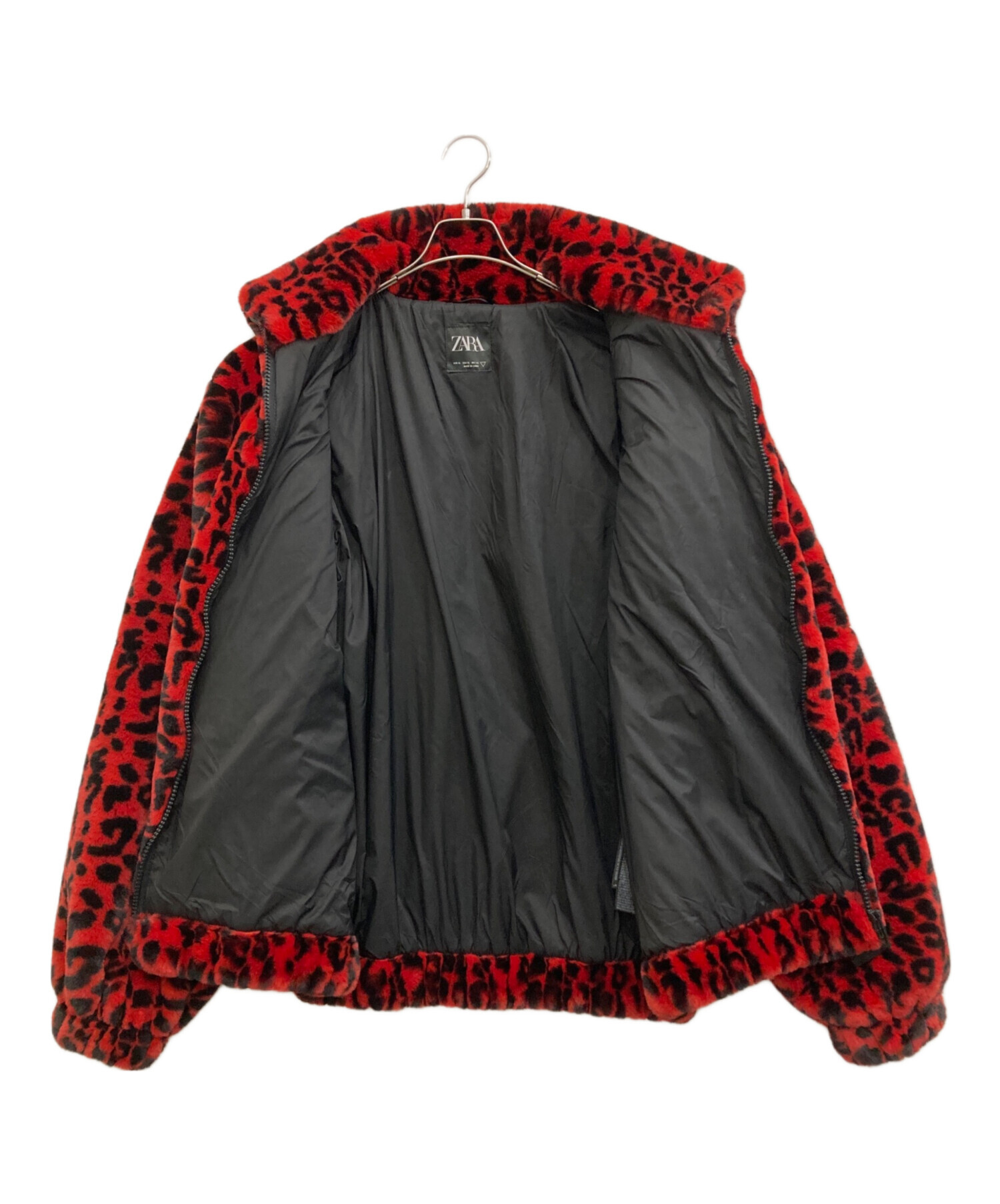 中古・古着通販】ZARA (ザラ) レオパード柄ファージャケット ブラック