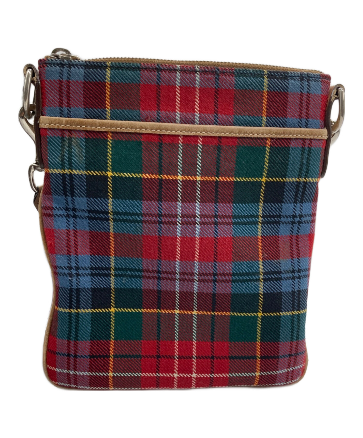 中古・古着通販】COACH (コーチ) チェック柄ショルダーバッグ レッド 