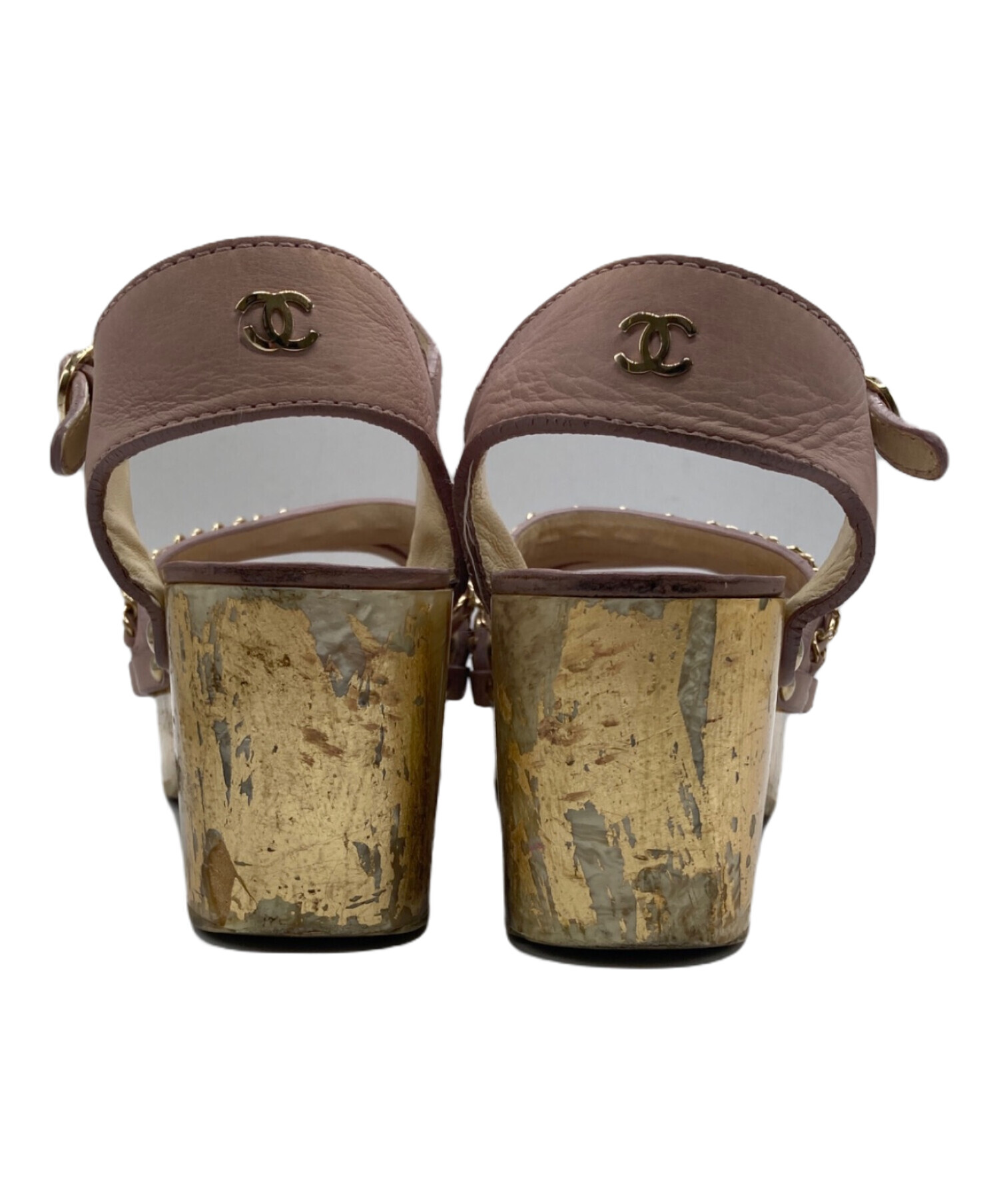 中古・古着通販】CHANEL (シャネル) チェーンサンダル ピンク サイズ 