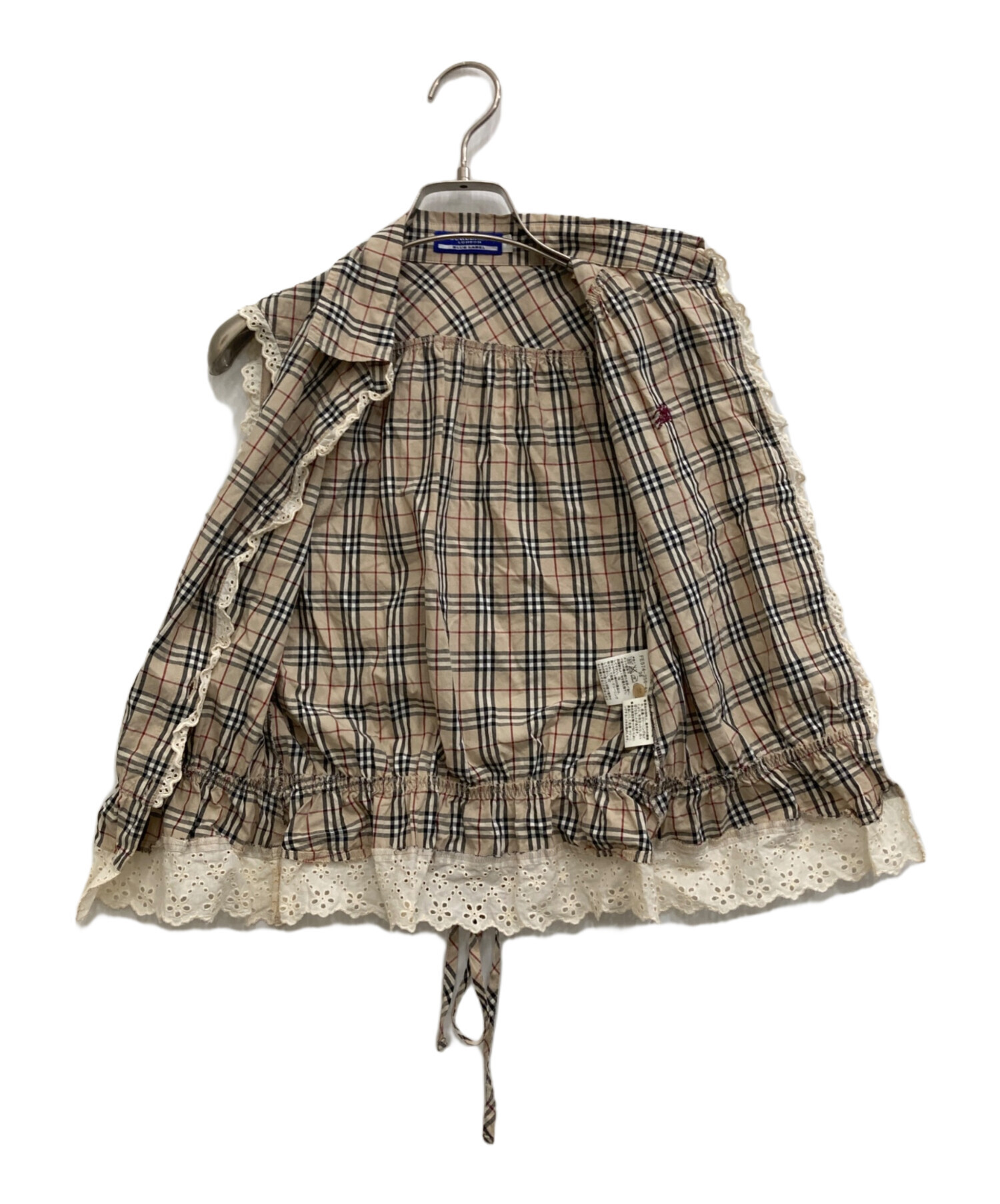 BURBERRY LONDON BLUE LABEL バーバリー ロンドン ブルーレーベル ノバチェック フリル ノースリーブ プルオーバー ブラウス シャツ size 36 ベージュ レディース 中古・古着通販】BURBERRY BLUE LABEL (バーバリー ブルー レーベル