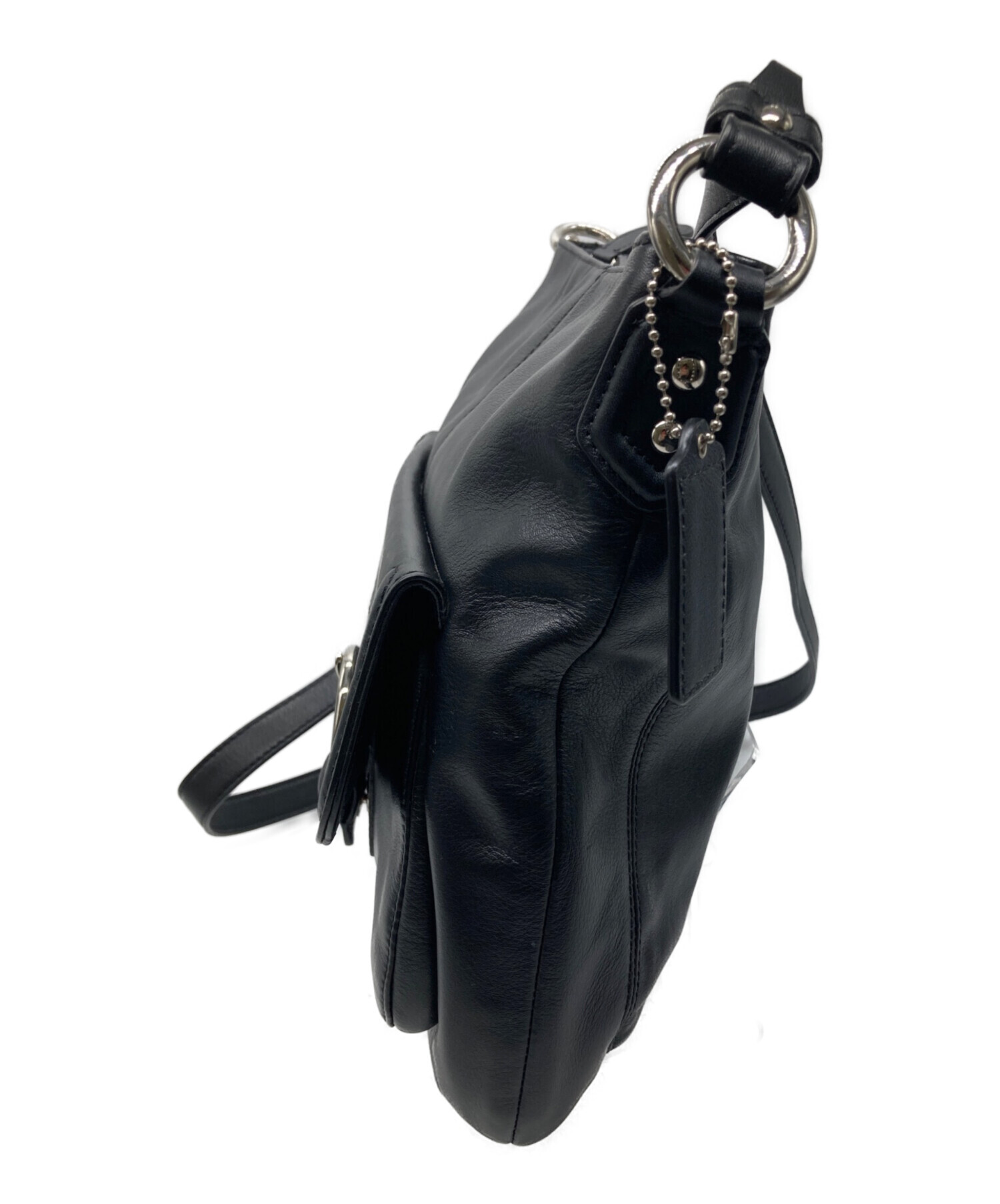 【人気商品中古】COACH ブラック レザー ビジネスバッグ 中古・古着通販】COACH (コーチ) ショルダーバッグ ブラック｜ブランド