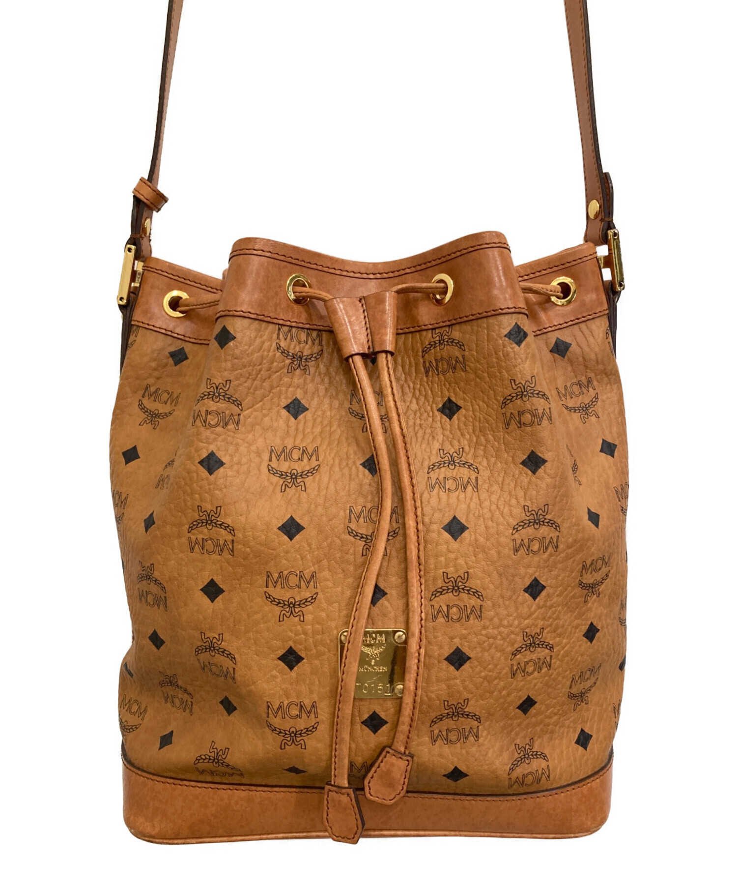 中古・古着通販】MCM (エムシーエム) 巾着ショルダーバッグ ブラウン 