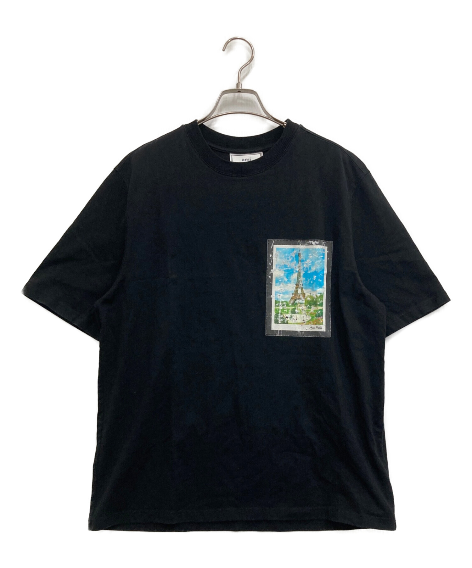 中古・古着通販】ami (アミ) エッフェル塔プリントTシャツ ブラック