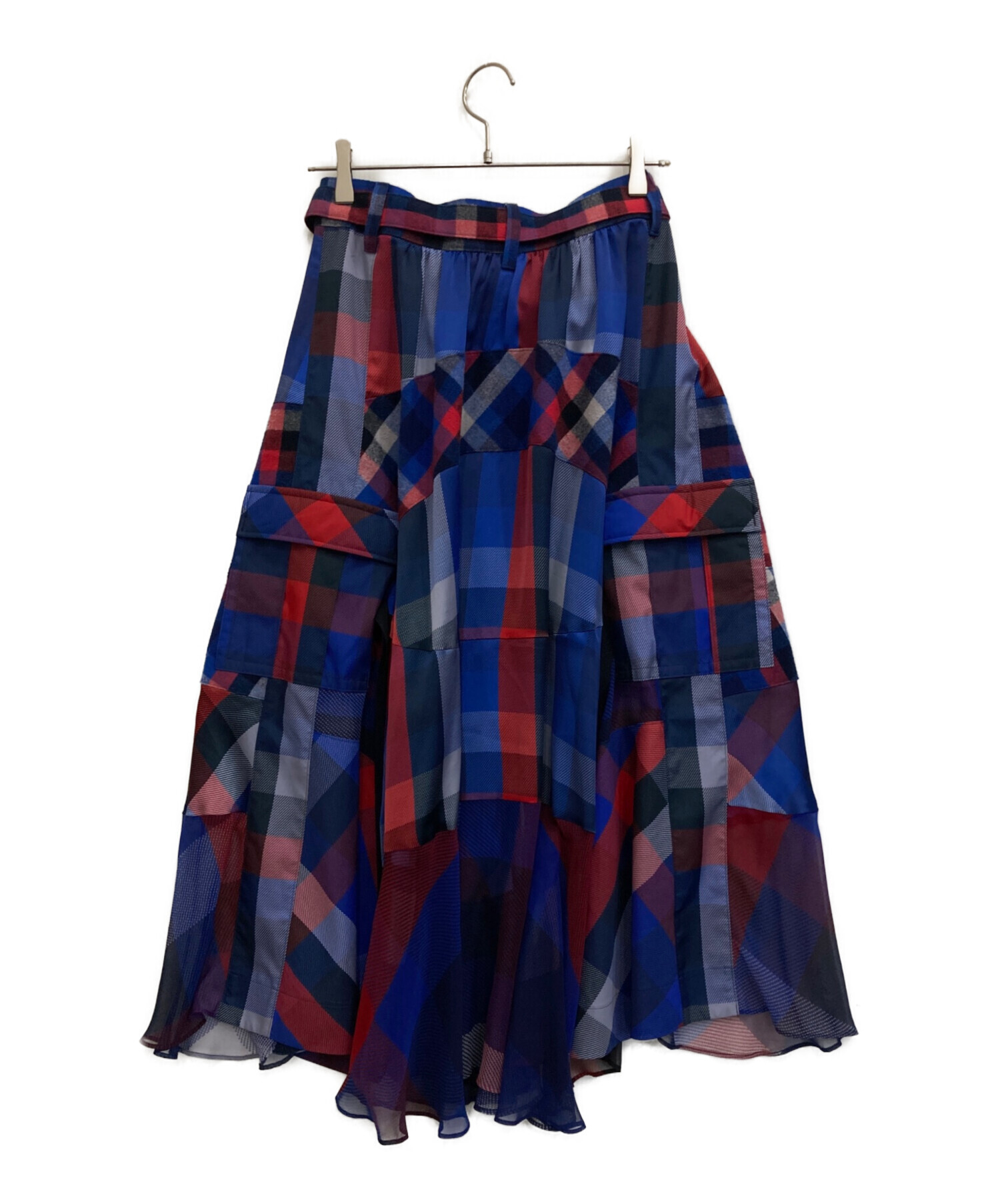 中古・古着通販】sacai (サカイ) チェック柄スカート レッド×ブルー