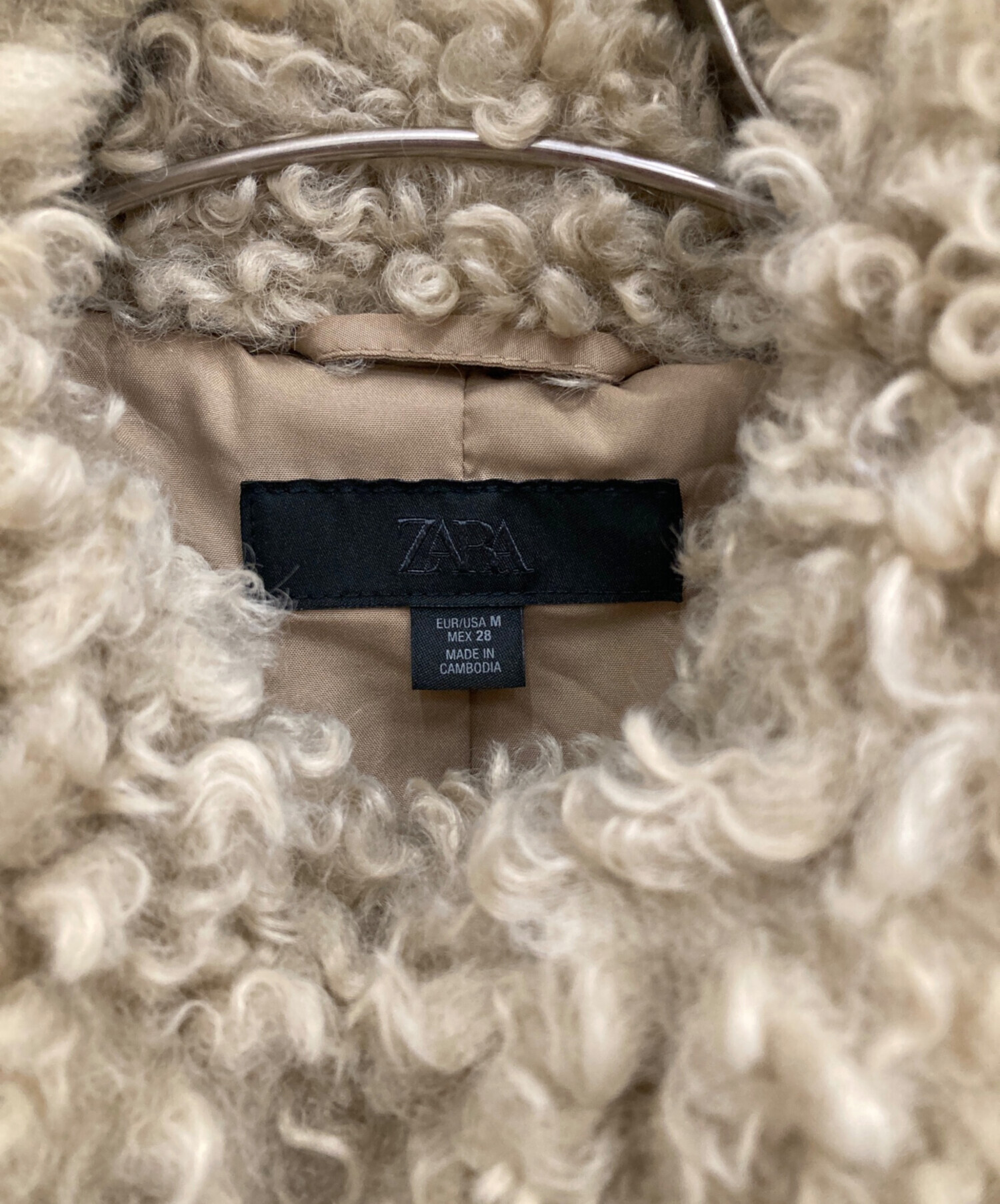 中古・古着通販】ZARA (ザラ) ボアジャケット ベージュ サイズ:M