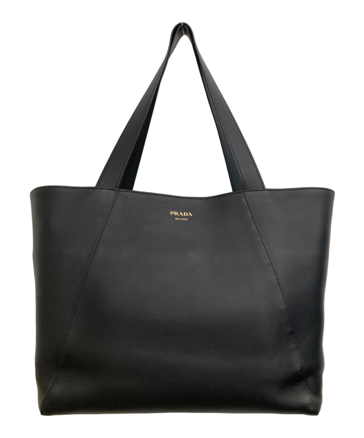 ユ*ラ様 PRADA 2way レザー トートバッグ ブラック 中古・古着通販】PRADA (プラダ) レザートートバッグ ブラック