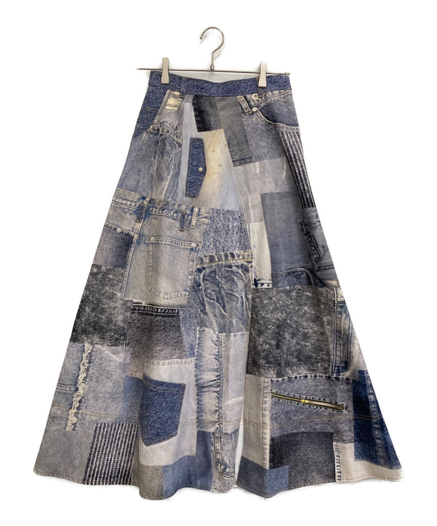 中古・古着通販】Ameri (アメリ) DENIM PATCHWORK PRINT SKIRT