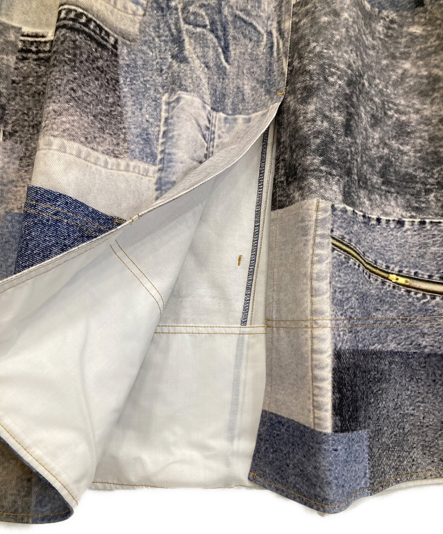 中古・古着通販】Ameri (アメリ) DENIM PATCHWORK PRINT SKIRT
