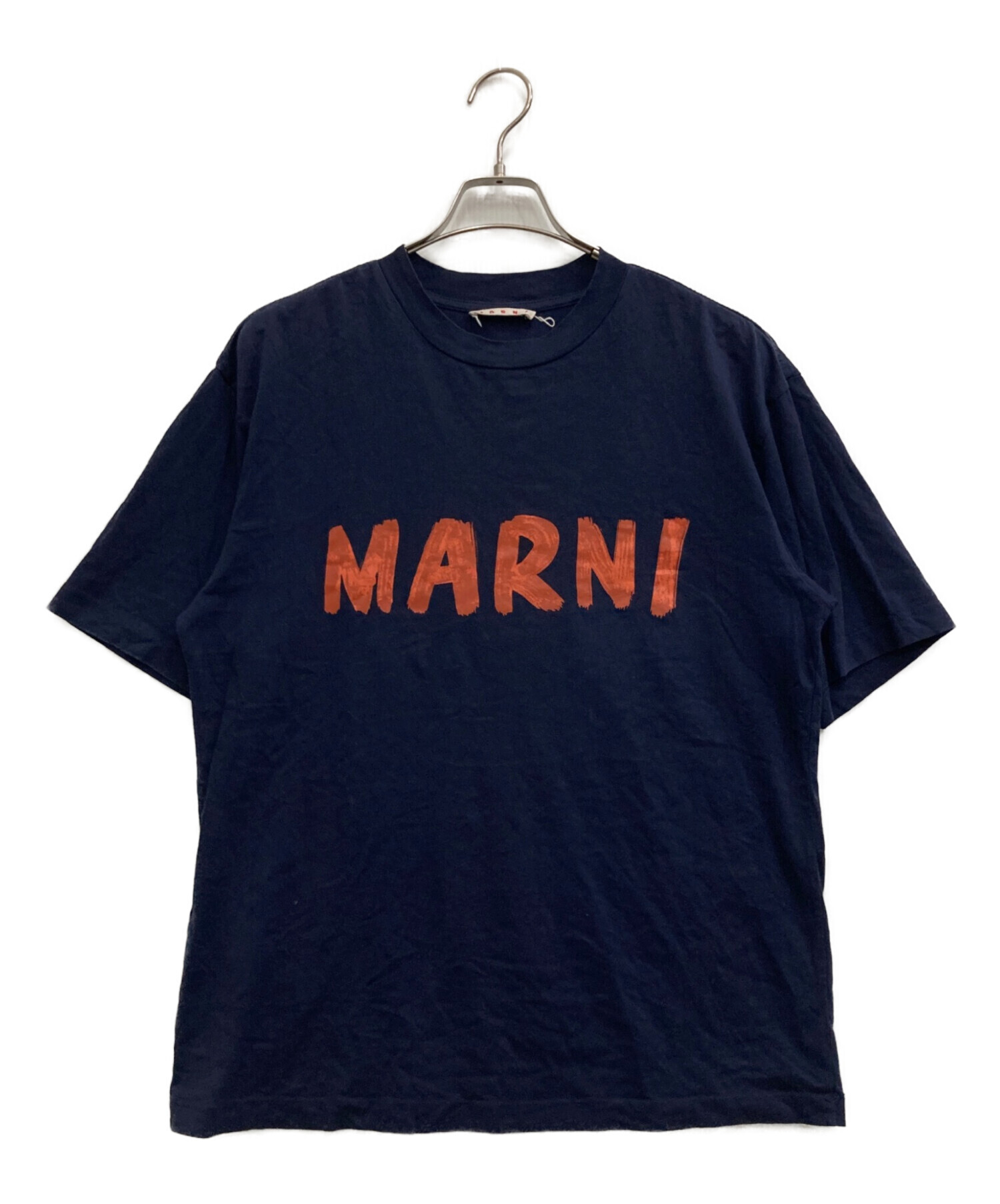 中古・古着通販】MARNI (マルニ) ロゴプリントTシャツ ネイビー サイズ