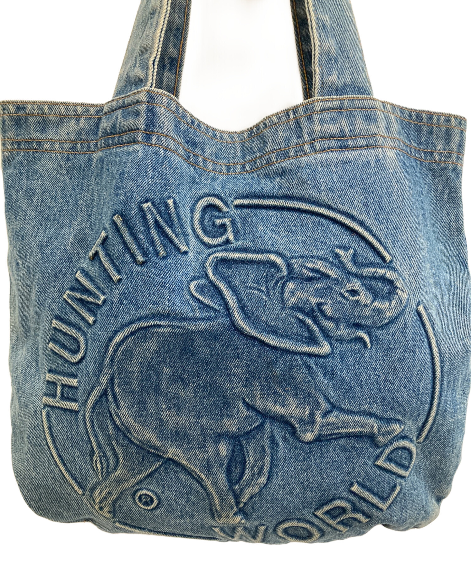 HUNTING WORLDハンティングワールド ビッグロゴ デニムトートバッグ 中古・古着通販】HUNTING WORLD (ハンティングワールド) デニムトート