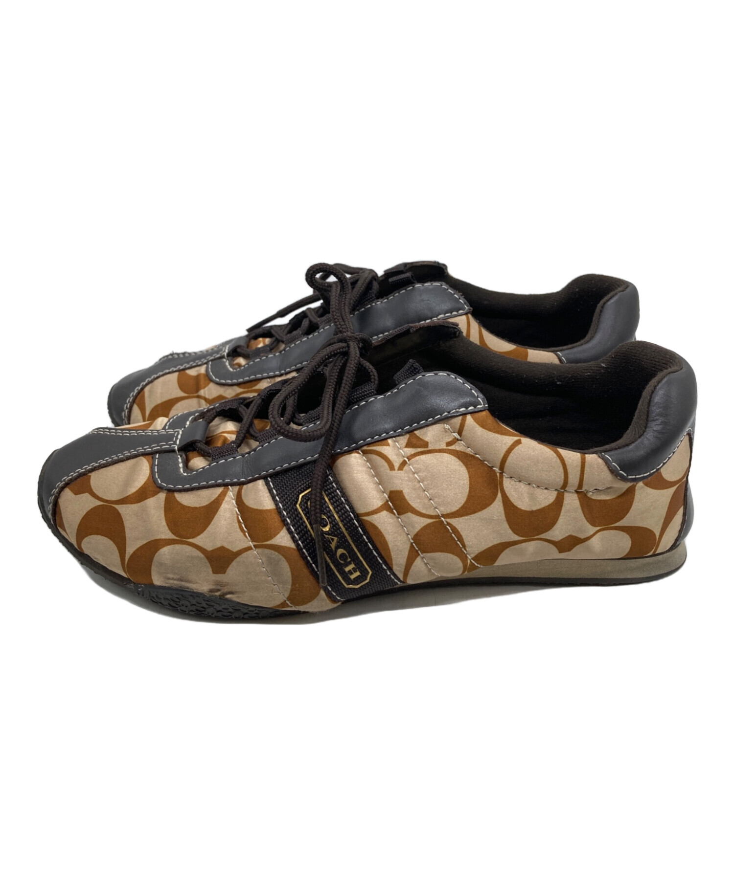 COACH シグネチャー柄　スニーカー ベージュ　ブラウン 中古・古着通販】COACH (コーチ) シグネチャースニーカー ブラウン