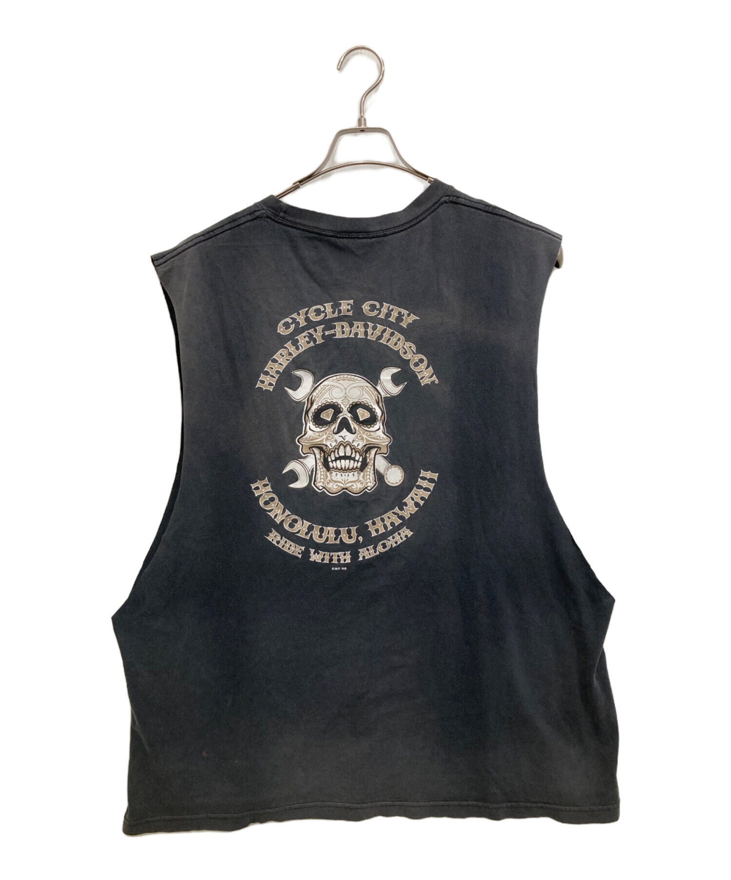 ハーレーダビットソン、スカル刺繍ノースリーブシャツ、ベスト、S新品未使用タグ付き 中古・古着通販】HARLEY-DAVIDSON (ハーレーダビッドソン