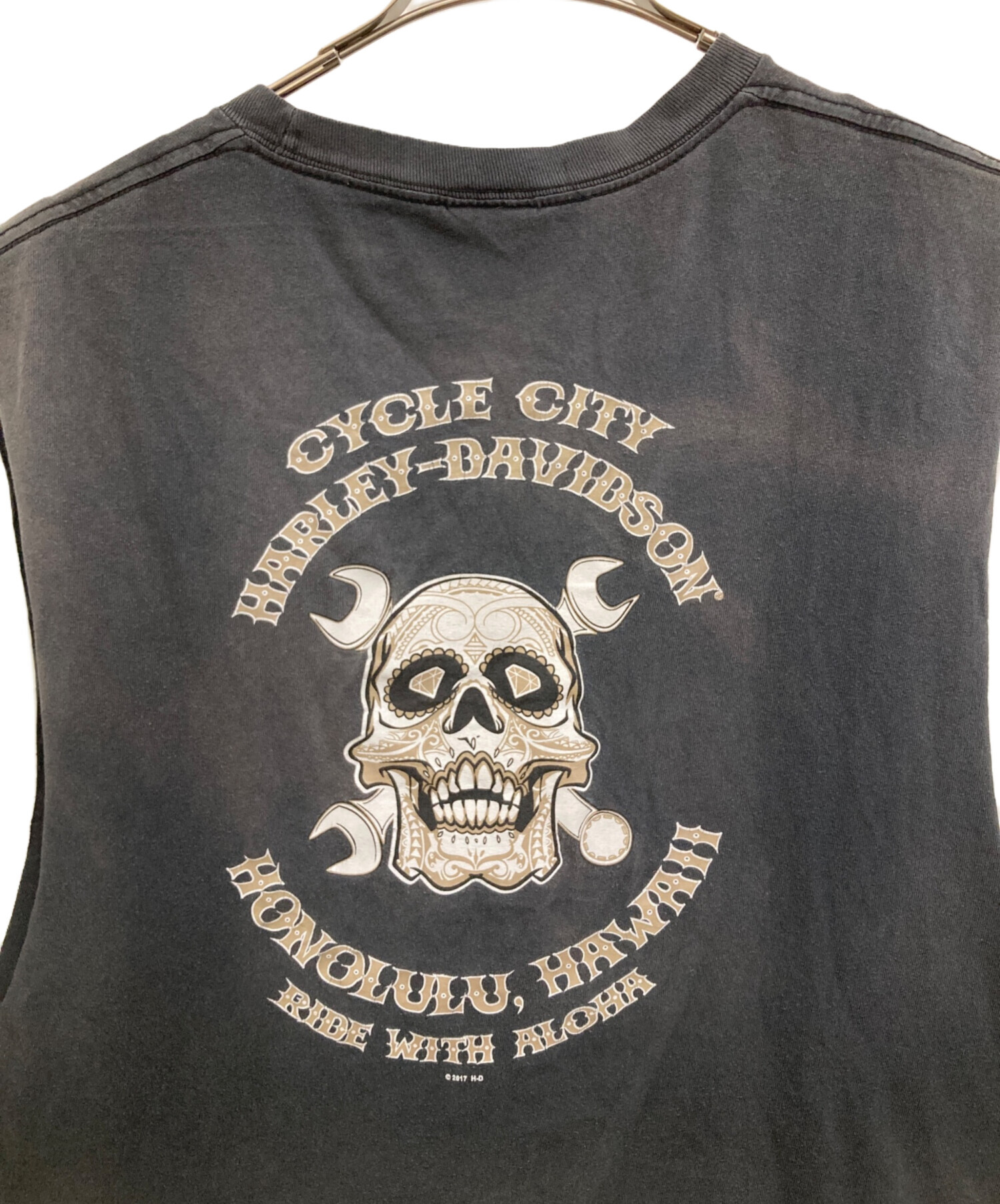 ハーレーダビットソン、スカル刺繍ノースリーブシャツ、ベスト、S新品未使用タグ付き 中古・古着通販】HARLEY-DAVIDSON (ハーレーダビッドソン