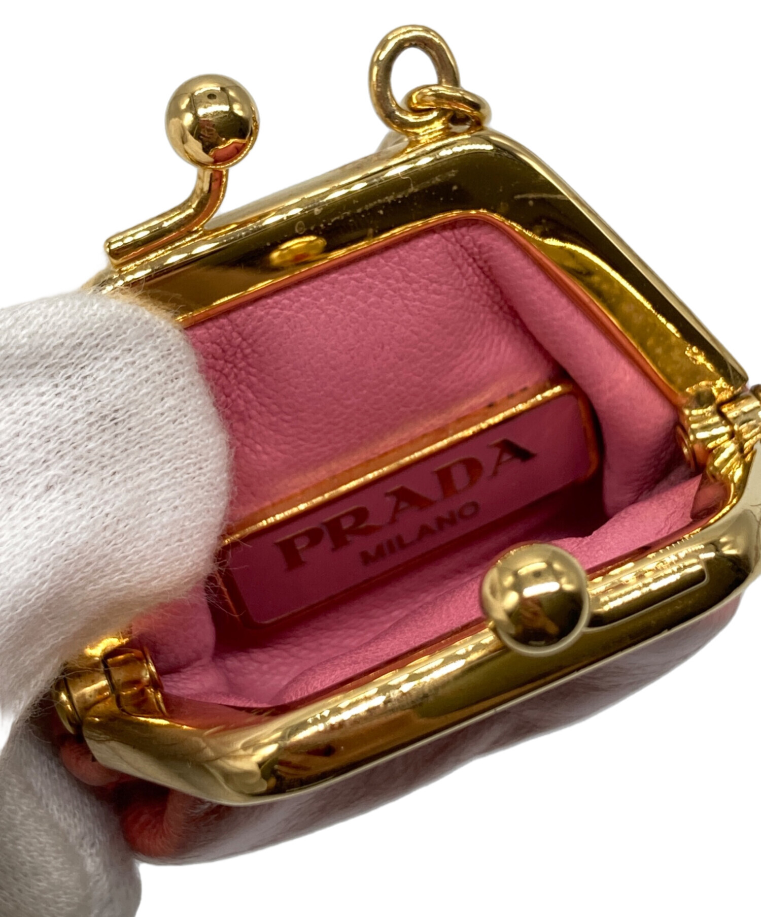 中古・古着通販】PRADA (プラダ) がま口チャーム ピンク｜ブランド