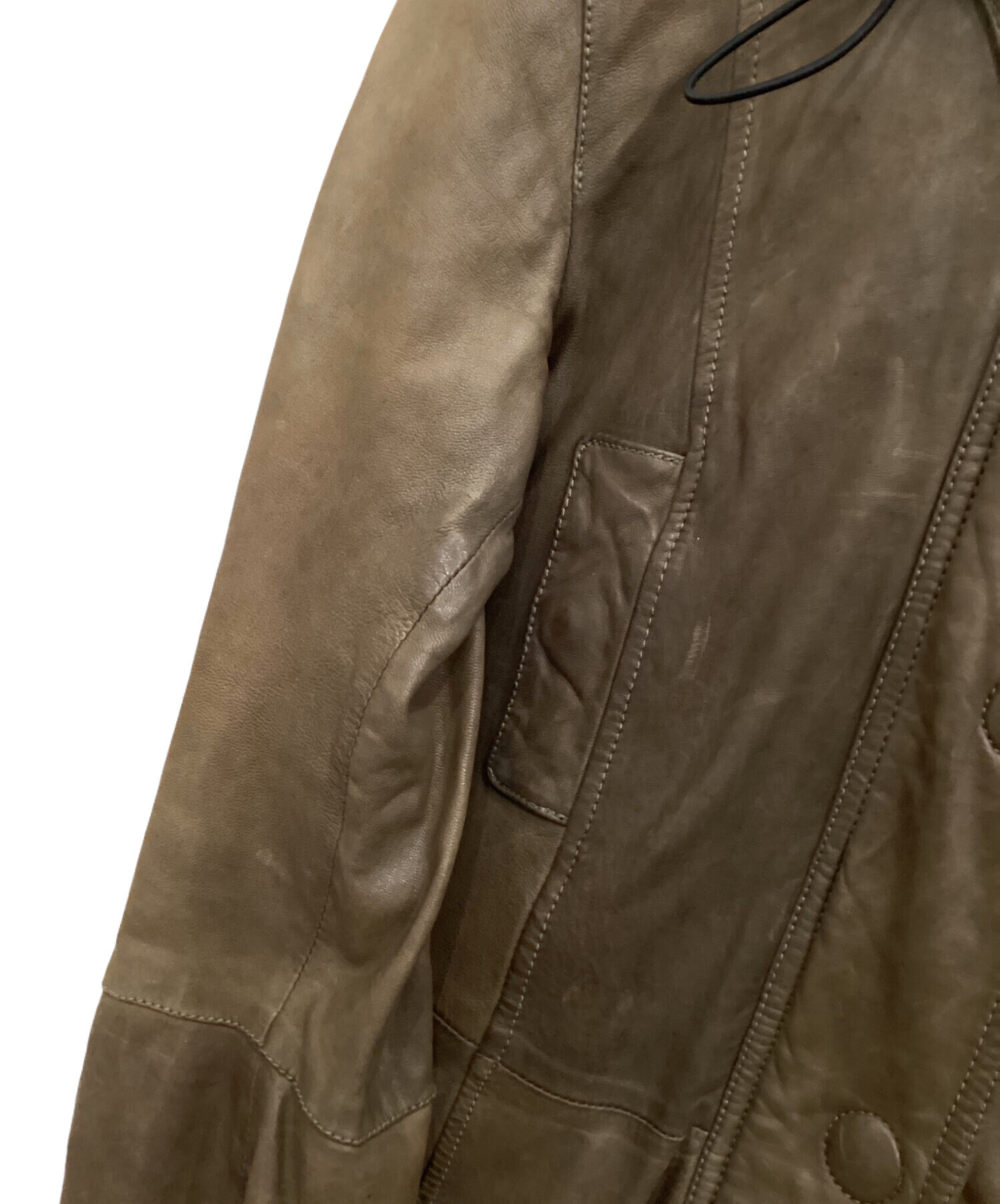 Brogden バッファローレザー・ジャケット ブログデン 中古・古着通販】BROGDEN (ブログデン) レザーコート ブラウン サイズ