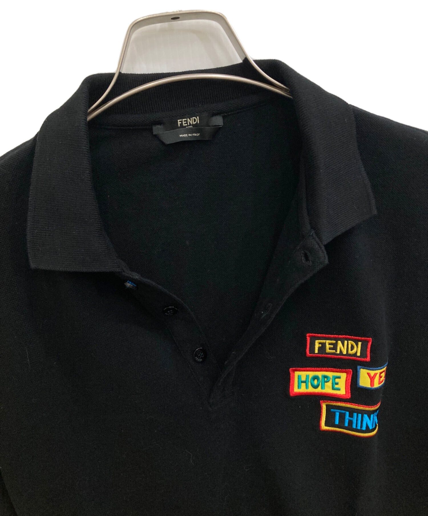 中古・古着通販】FENDI (フェンディ) 刺繍パッチポロシャツ ブラック