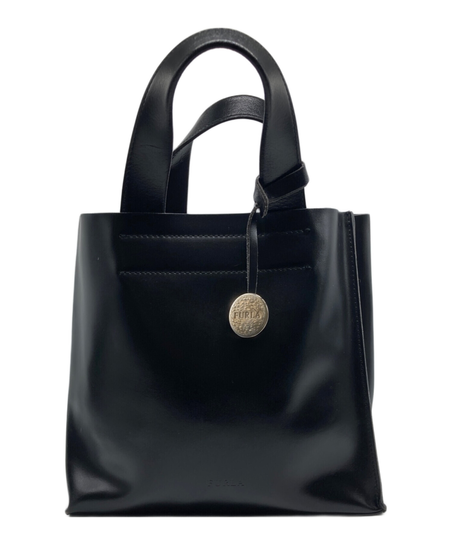 中古・古着通販】FURLA (フルラ) レザーハンドバッグ ブラック